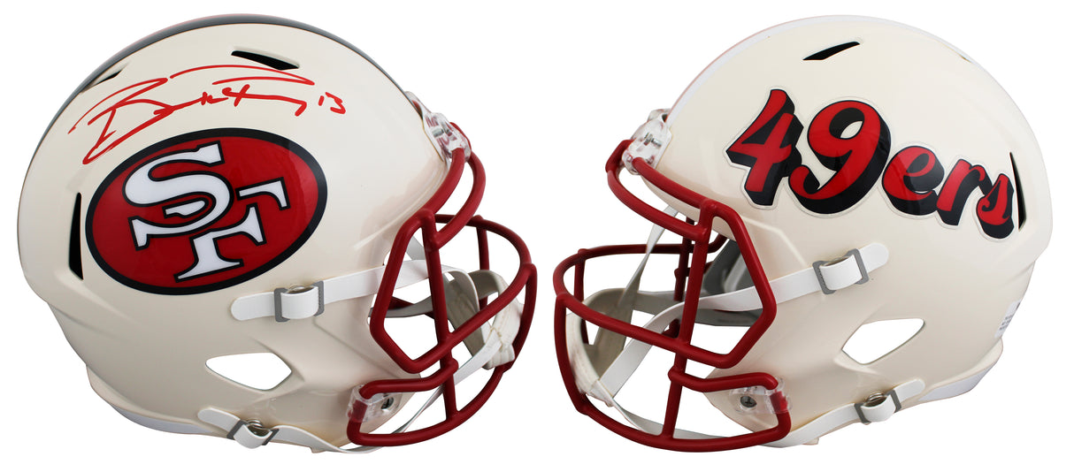 49ers Brock Purdy Signed Retro Full Size Speed Rep Helmet W/ Case BAS Witnessed
