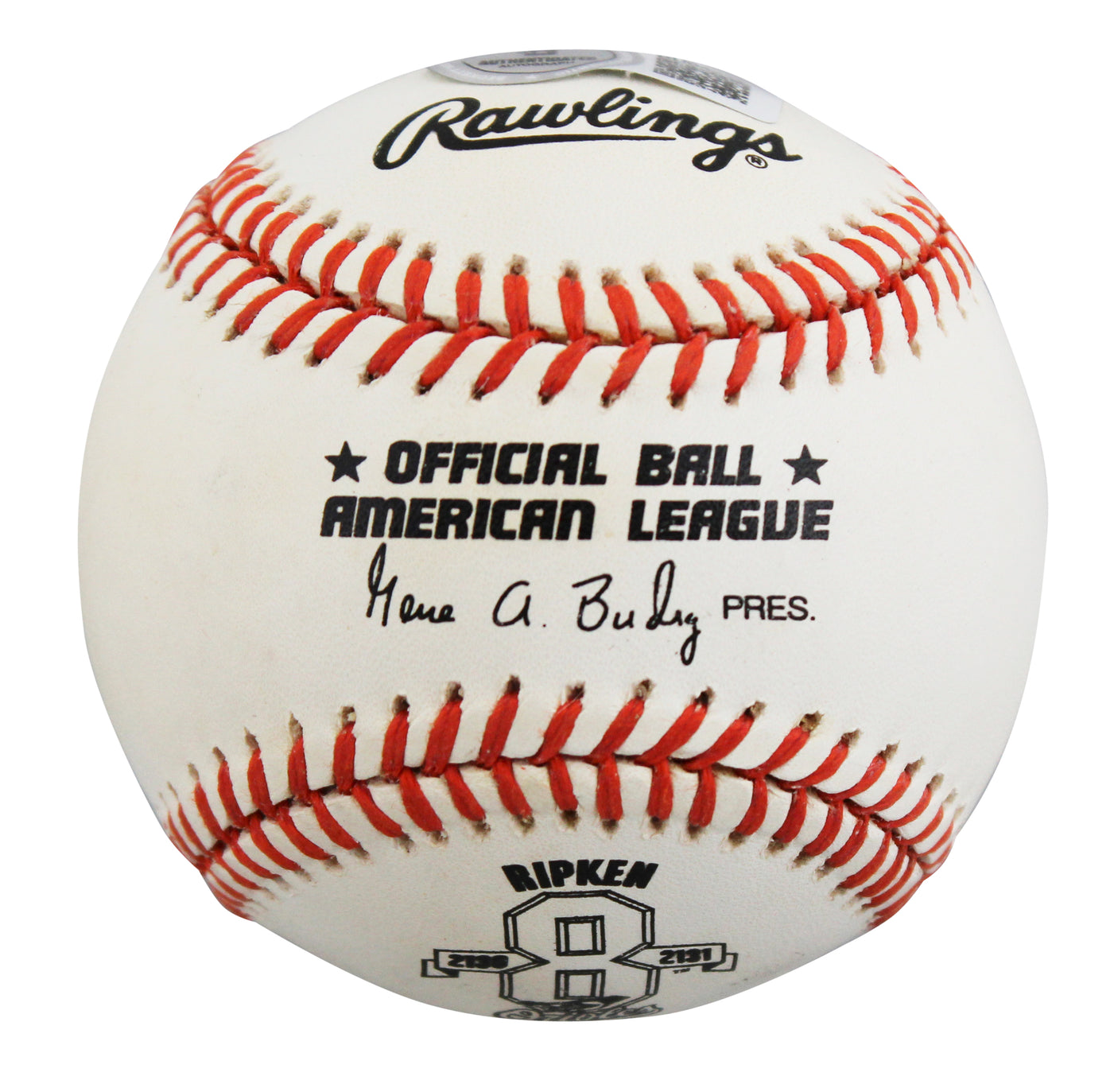 Orioles Cal Ripken Jr. Authentic Signed Gene Budig ONL Baseball BAS #BU64242