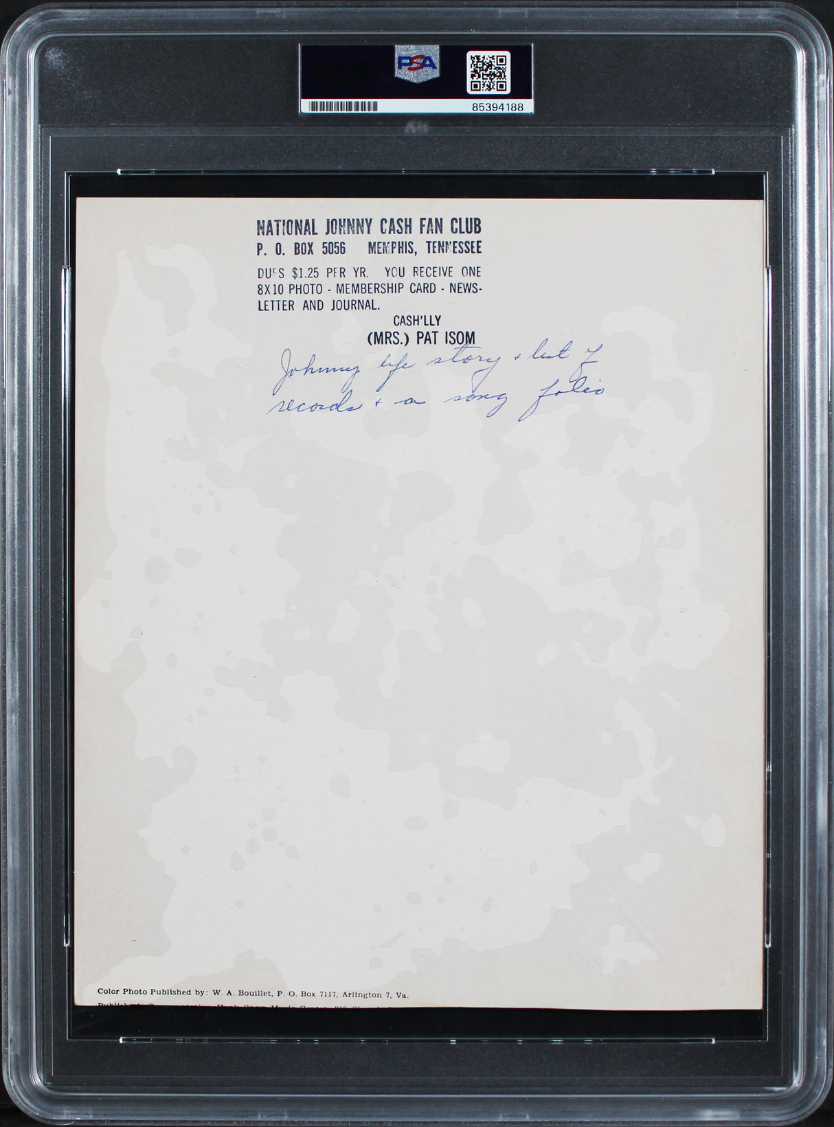 Johnny Cash "Yours" Authentic Signed 8x10 Photo Autographed PSA/DNA Slabbed