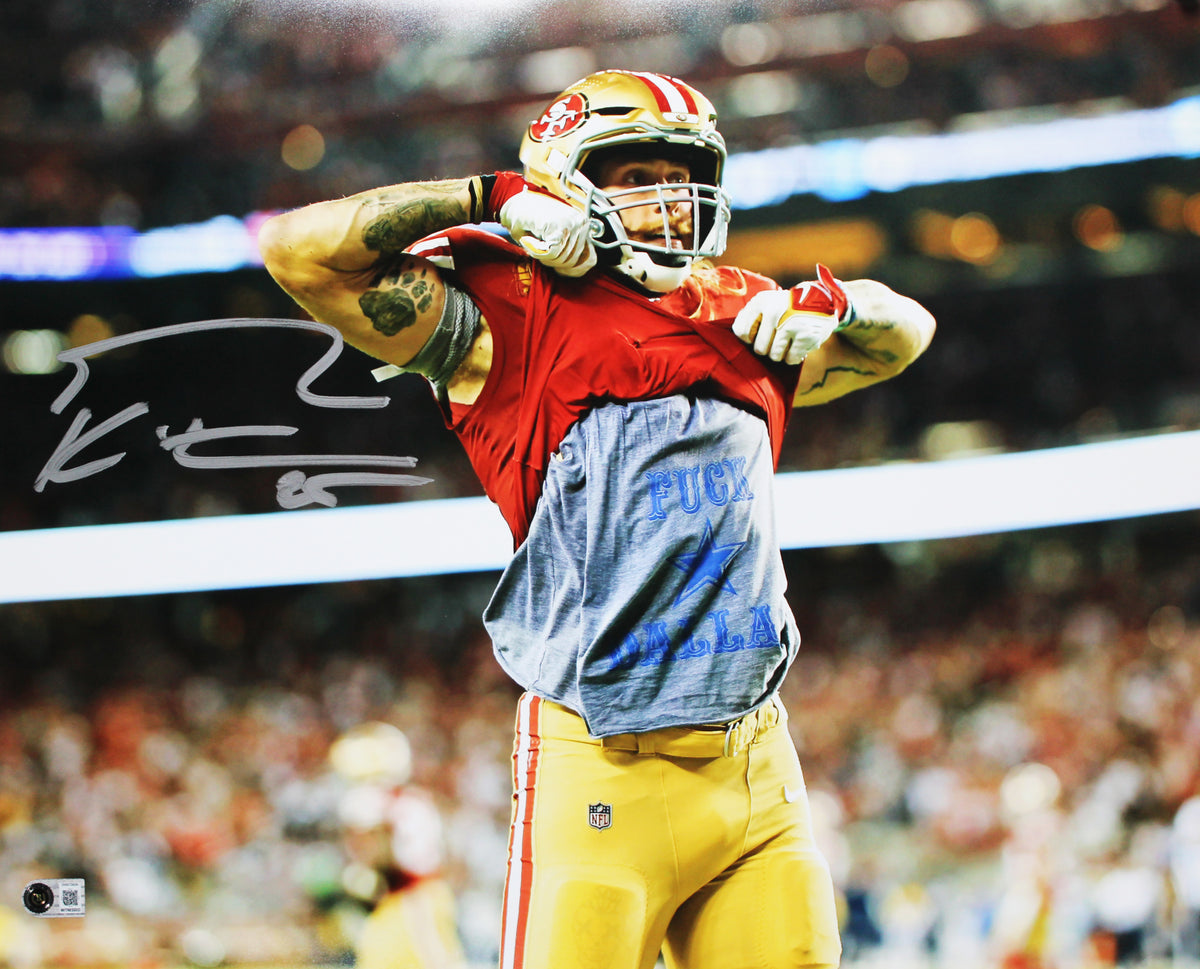 49ers George Kittle Signed 16x20 Horizontal "F The Cowboys" Photo BAS Witness 2