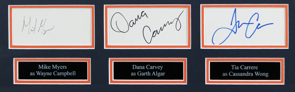 Wayne's World Mike Myers, Dana Carvey & Tia Carrere Signed Framed Display BAS