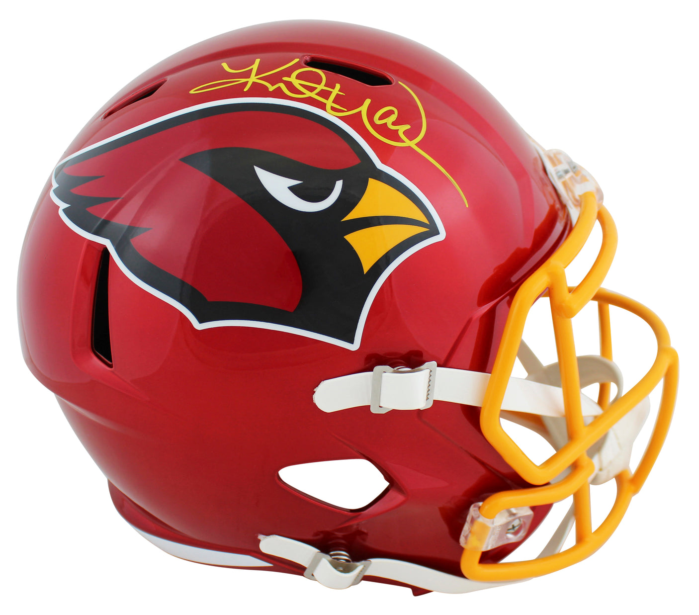 Cardinals Kurt Warner Signed Flash Full Size Speed Rep Helmet W/ Case BAS Wit