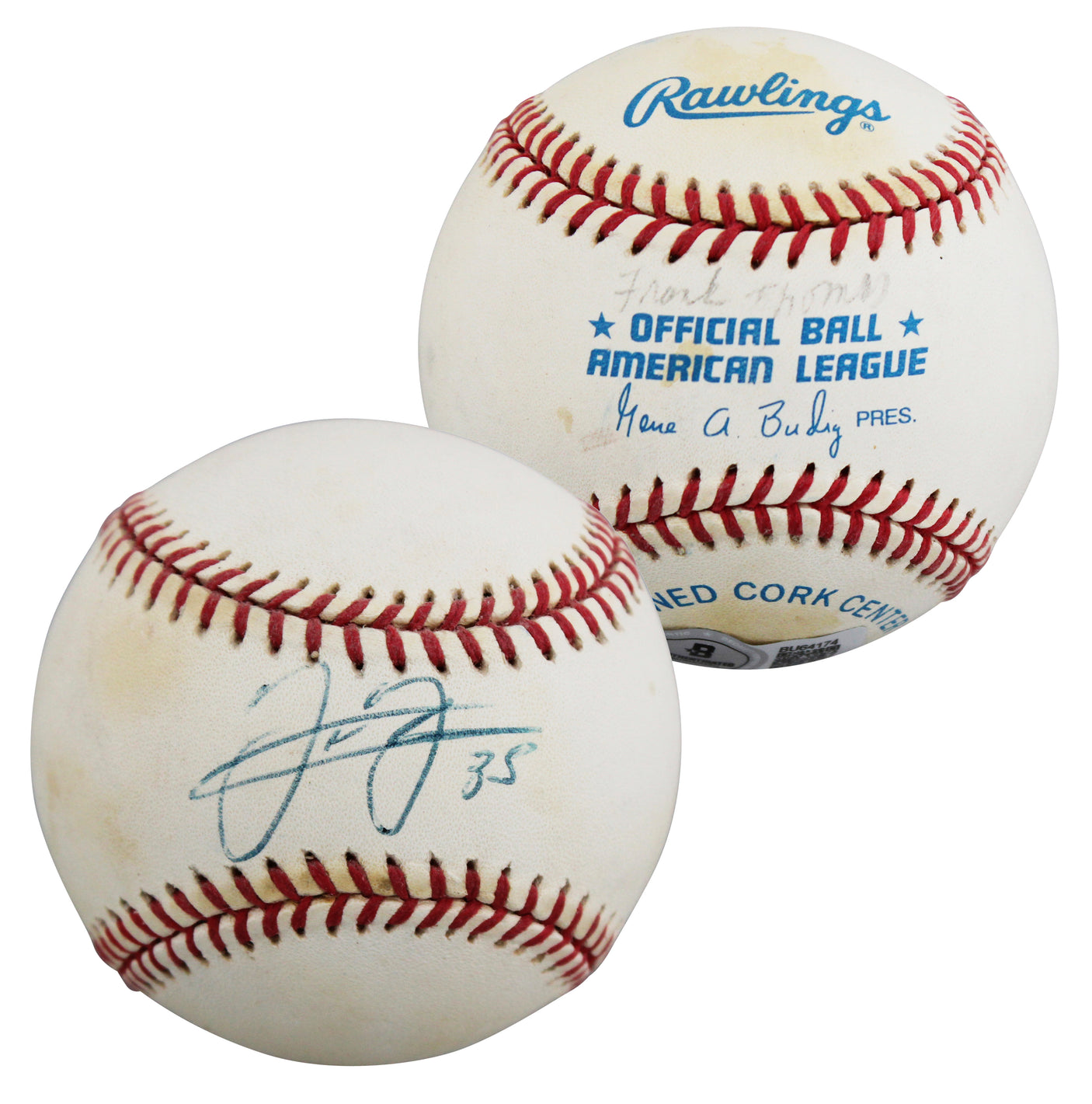 White Sox Frank Thomas Authentic Signed Gene Budig OAL Baseball BAS #BU64174