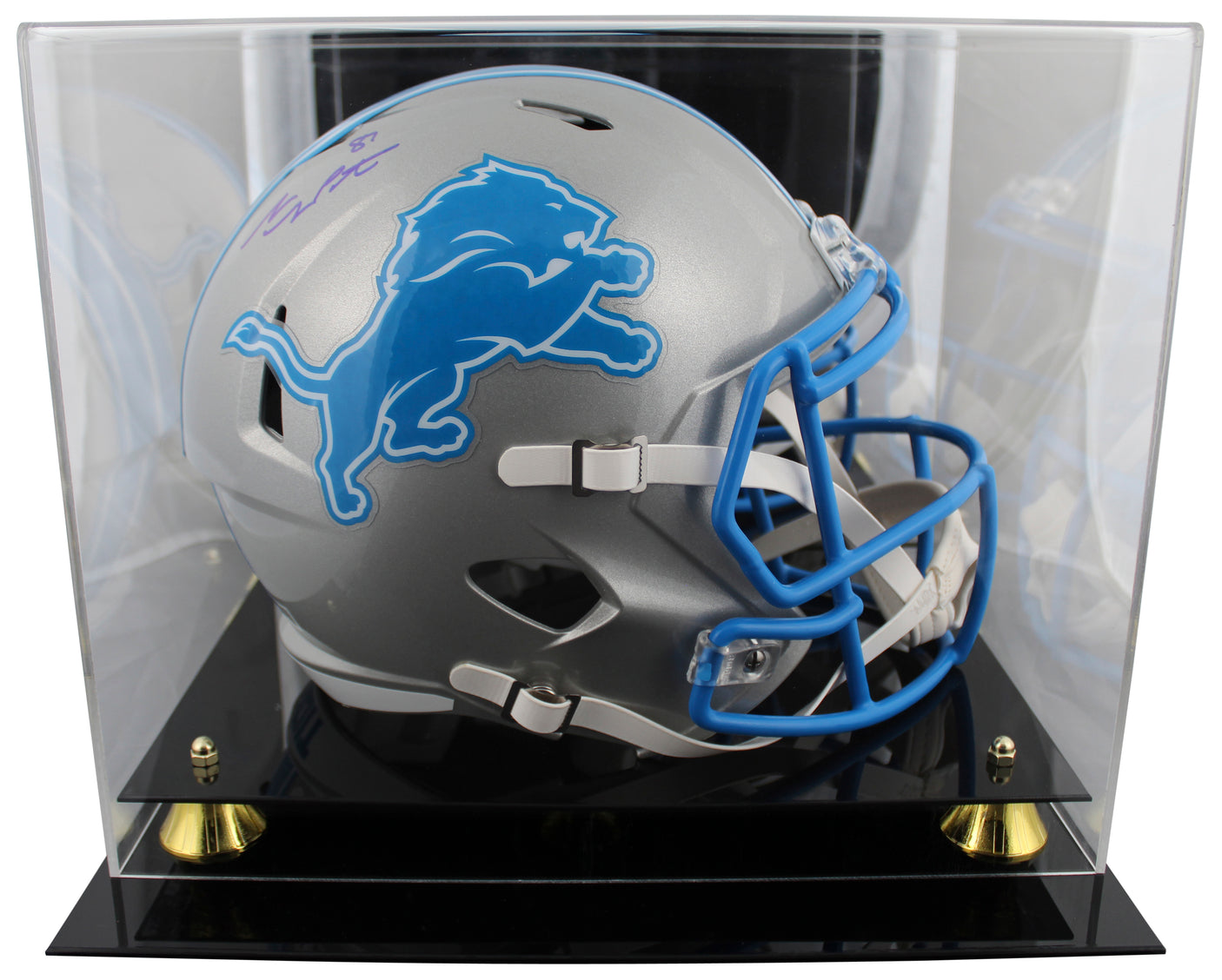 Lions Sam LaPorta Authentic Signed Full Size Speed Rep Helmet W/ Case BAS Wit