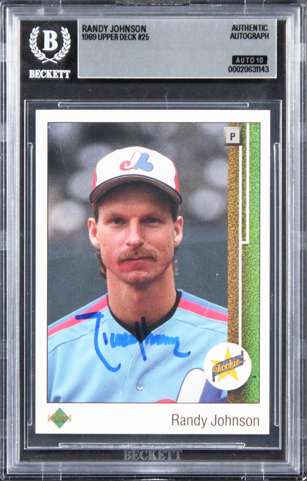 Expos Randy Johnson Signed 1989 Upper Deck #25 Rookie Card Auto 10! BAS Slabbed