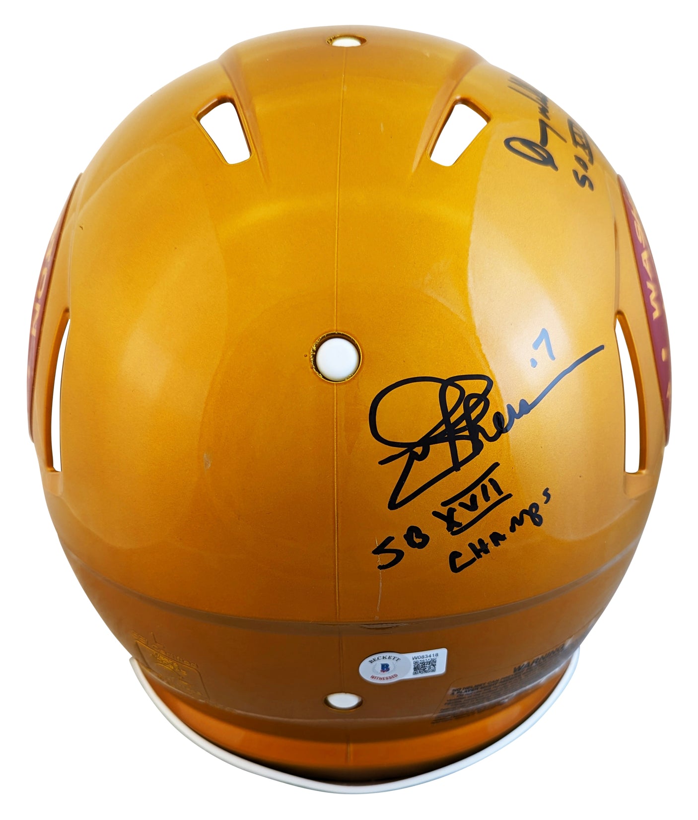 WFT SB QBs (3) Signed Flash Full Size Speed Proline Helmet W/ Case BAS Witness