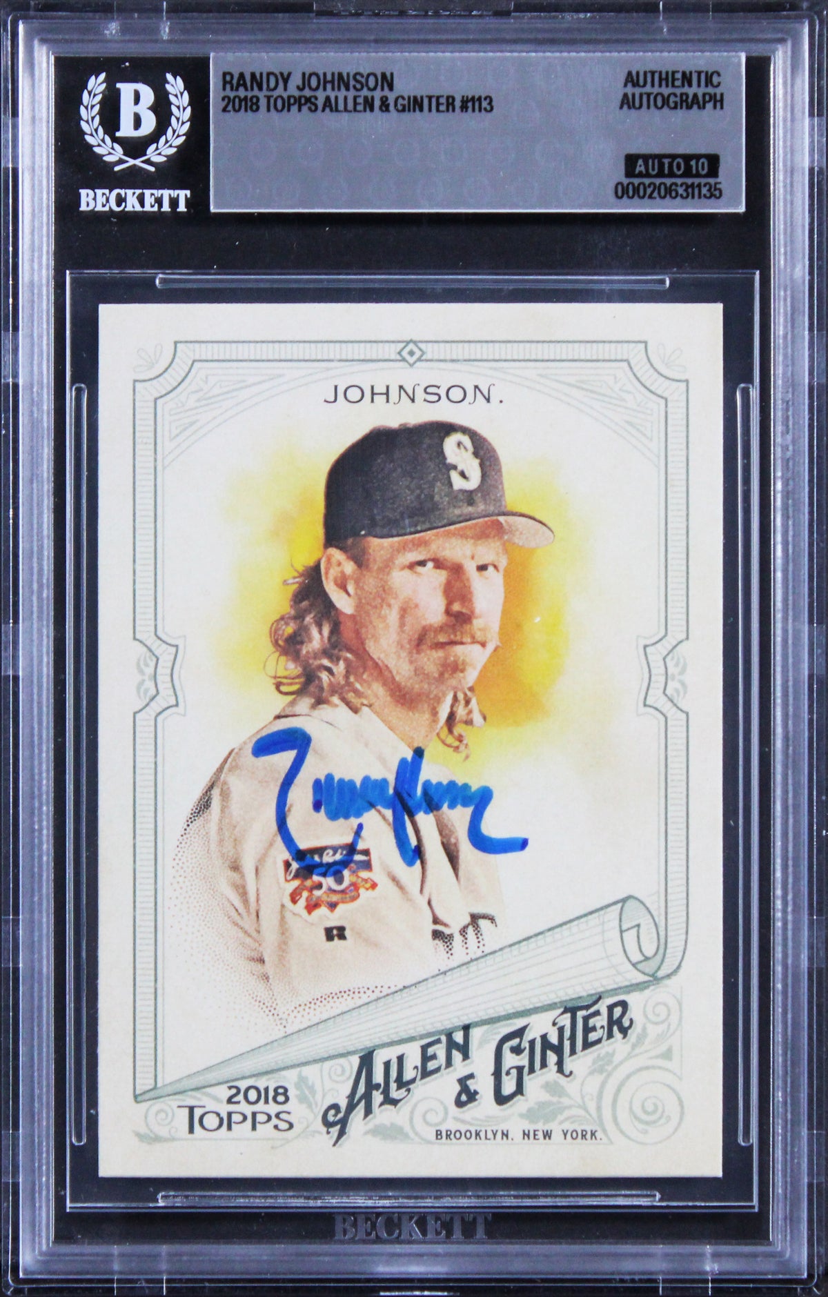 Mariners Randy Johnson Signed 2018 Topps A&G #113 Card Auto GM 10! BAS Slabbed