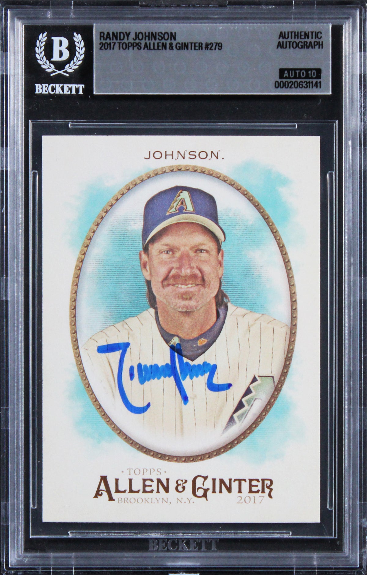 D-Backs Randy Johnson Signed 2017 Topps A&G #279 Card Auto Grade 10! BAS Slabbed