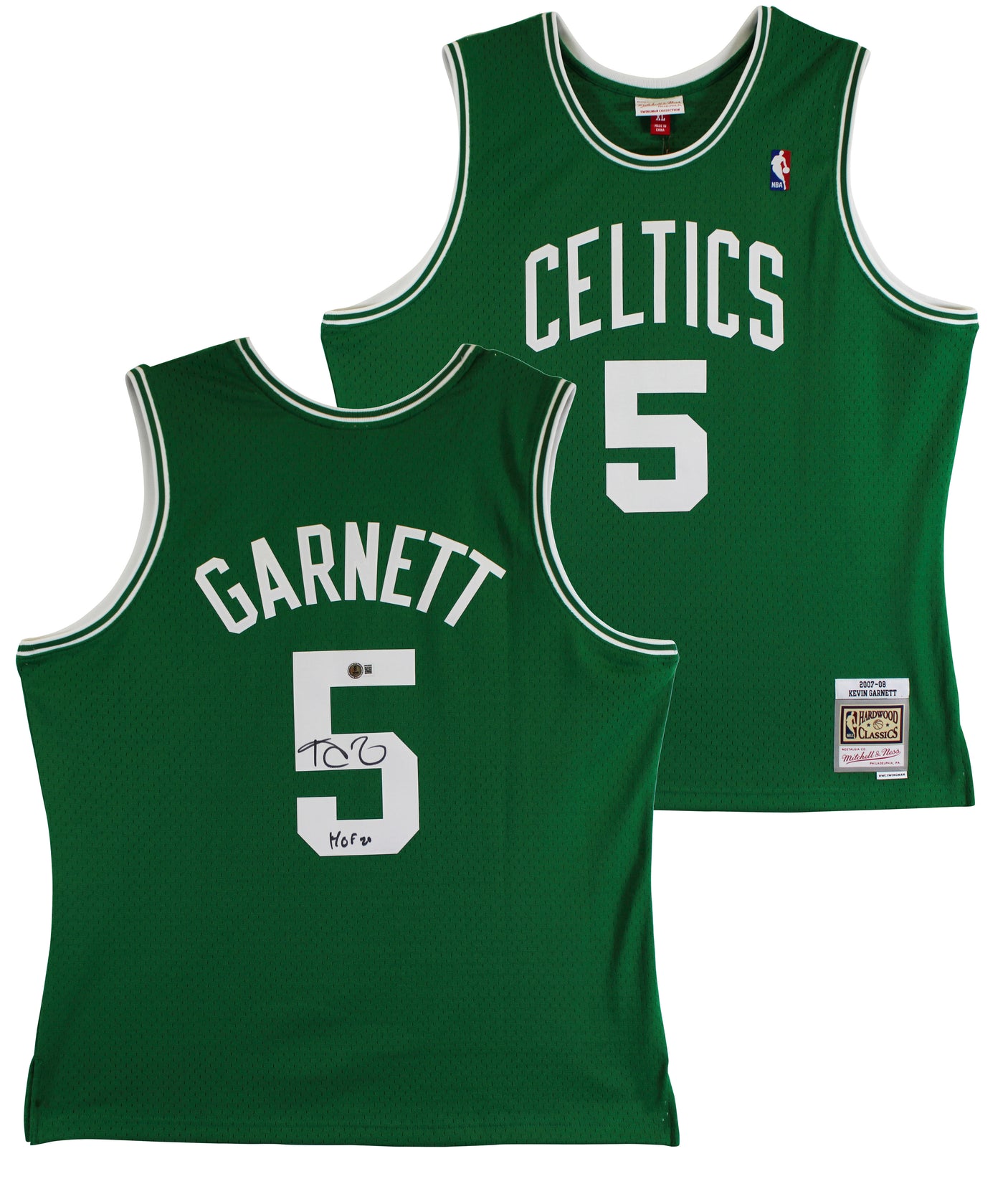 Celtics Kevin Garnett "HOF 20" Signed Green M&N HWC Swingman Jersey BAS Witness