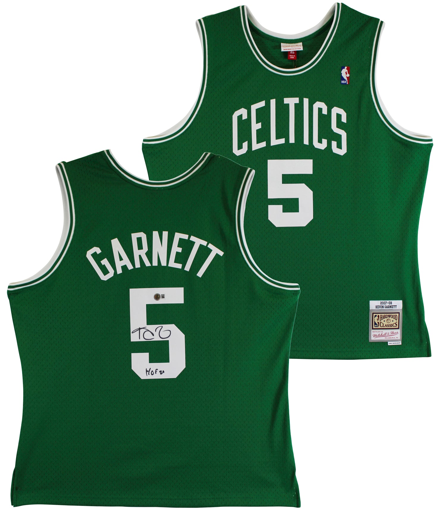Celtics Kevin Garnett "HOF 20" Signed Green M&N HWC Swingman Jersey BAS Witness