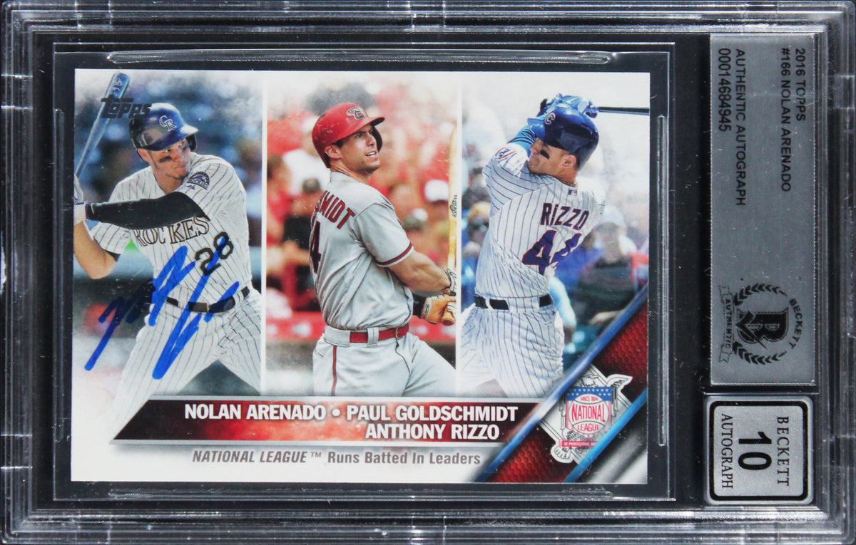Rockies Nolan Arenado Signed 2016 Topps #166 Card Auto Grade GM 10! BAS Slabbed