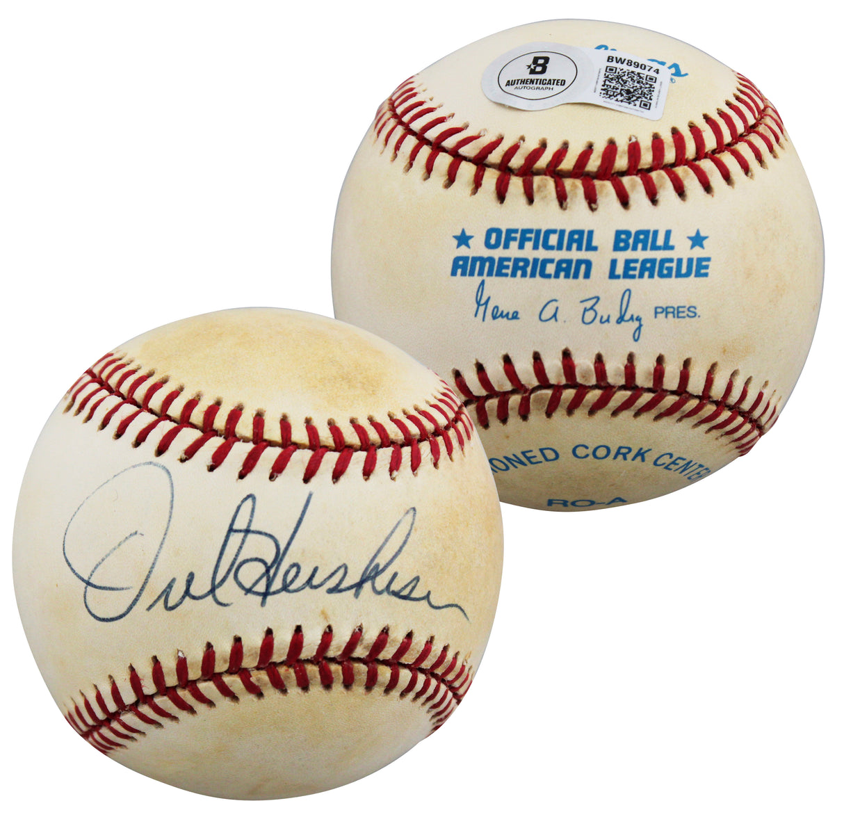 Dodgers Orel Hershiser Authentic Signed Gene Budig OAL Baseball BAS #BW89074