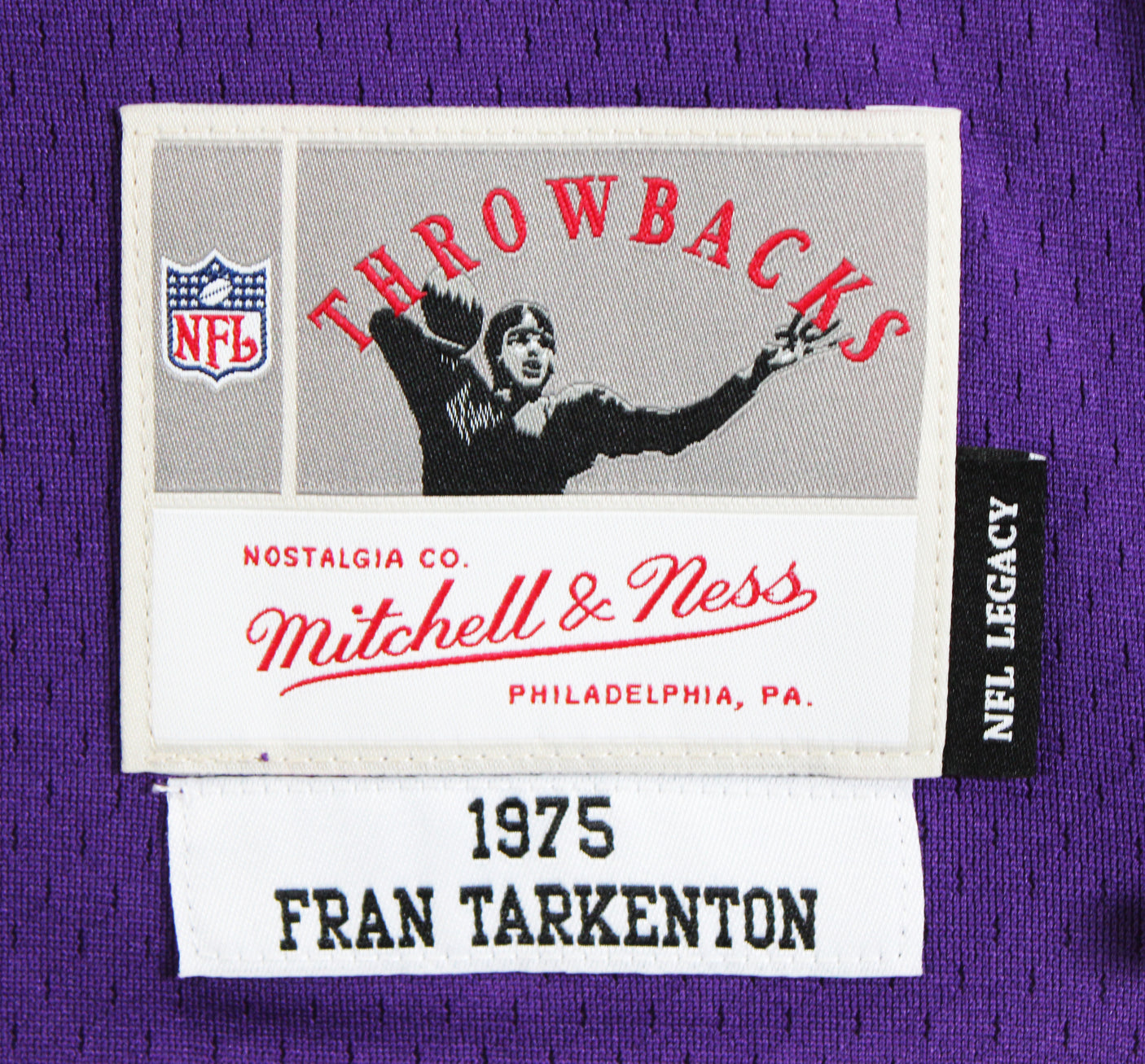 Vikings Fran Tarkenton "2x Insc" Signed Purple M&N TB Jersey BAS Witnessed
