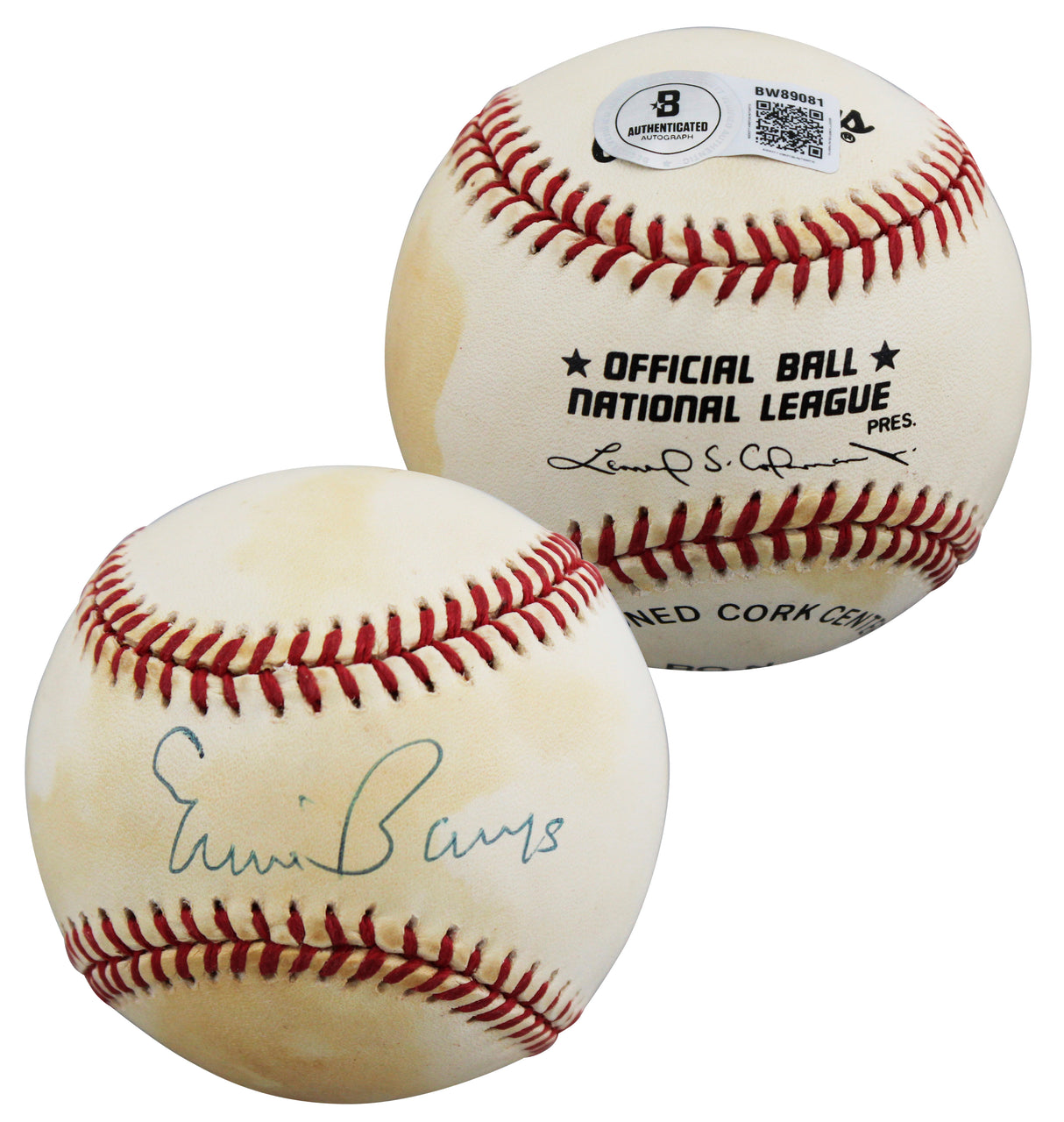 Cubs Ernie Banks Authentic Signed Leonard Coleman ONL Baseball BAS #BW89081