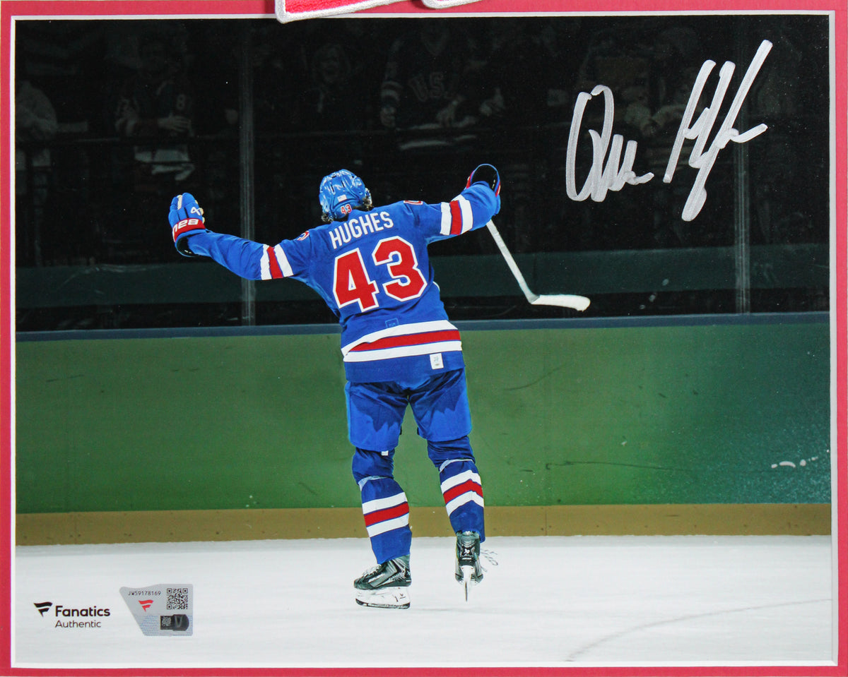 Quinn Hughes Authentic Signed 8x10 Framed Horizontal Team USA Photo Fanatics