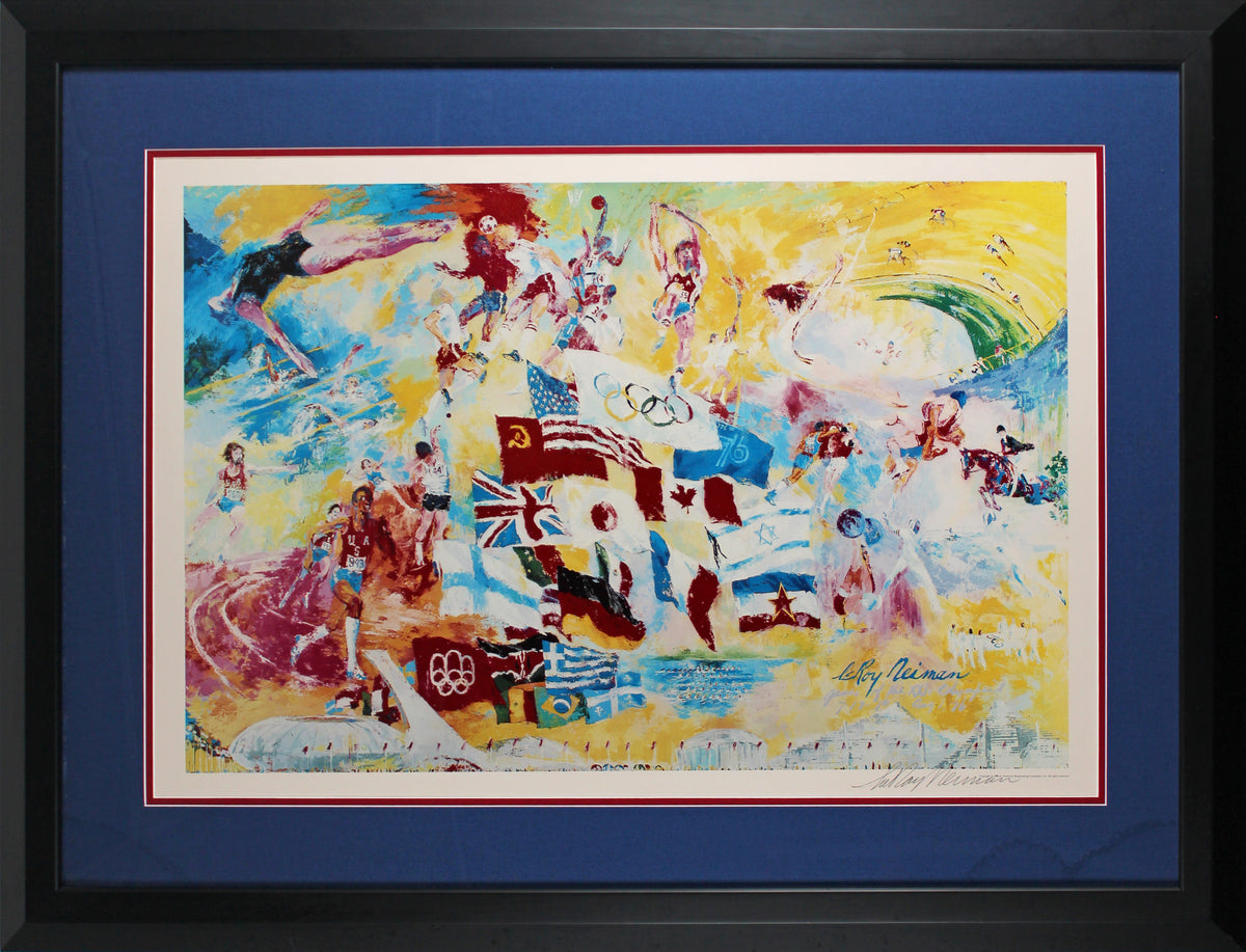 LeRoy Neiman Signed & Framed 22x32 1976 Montreal Olympic Games Litho BAS LOA