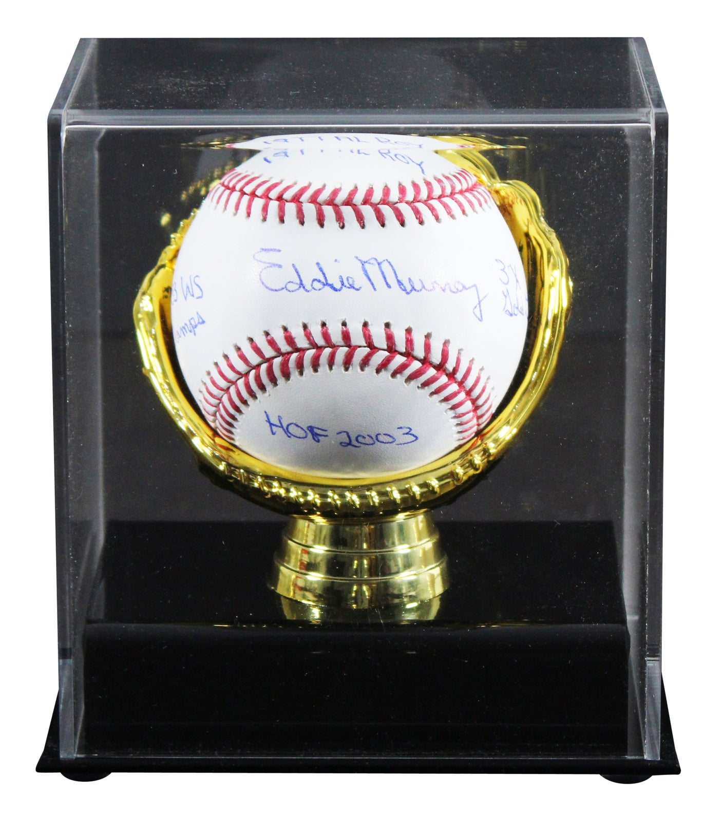 Orioles Eddie Murray "Career Stat" Signed Manfred Oml Baseball W/ Case BAS Wit