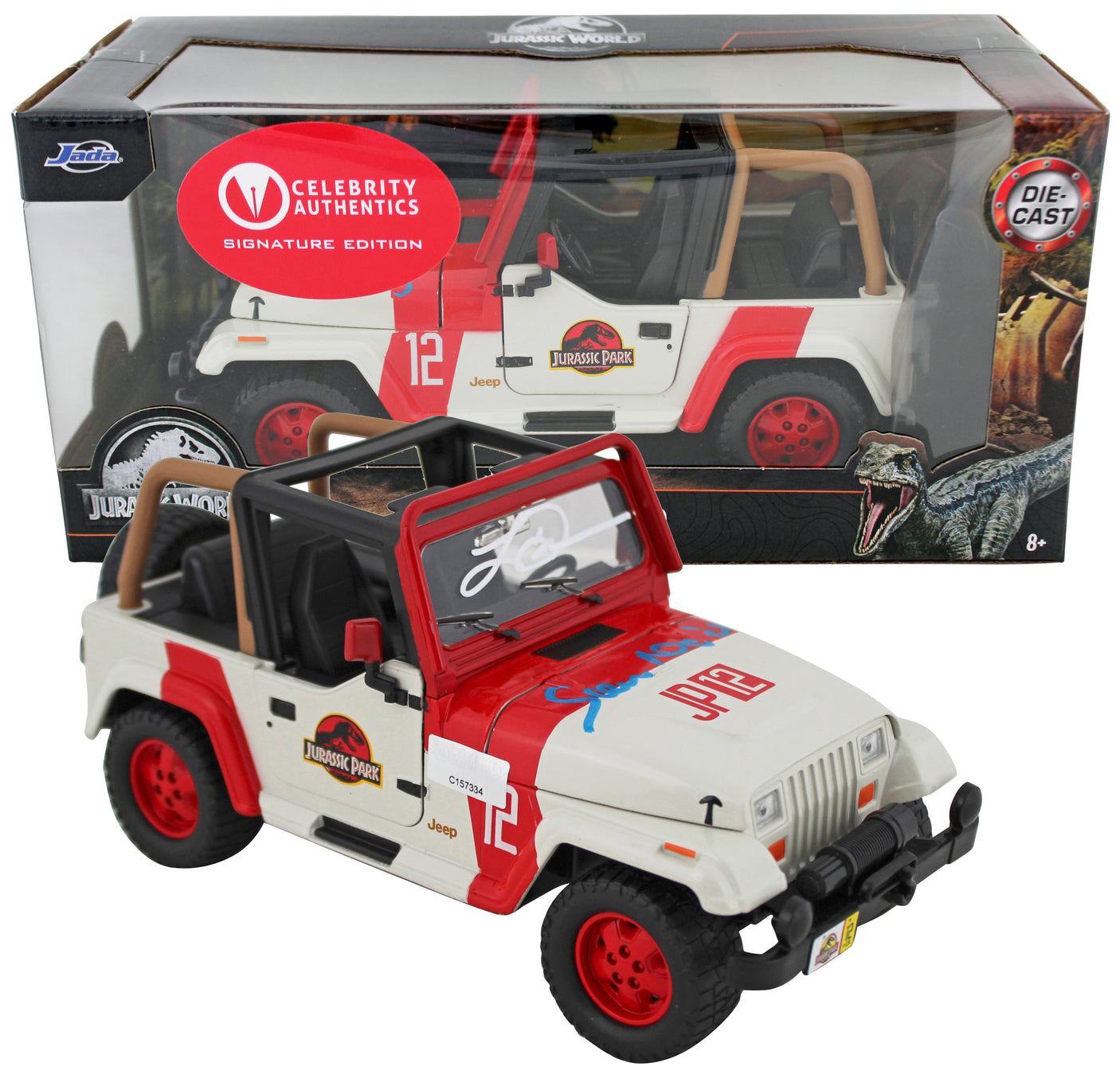 Laura Dern & Sam Neill Jurassic Park Signed Jurassic World Die Cast Jeep BAS