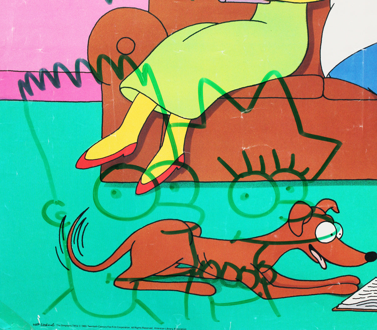 Matt Groening Simpsons Signed 22x31 Poster w/ Bart & Lisa Sketch BAS #AE16841