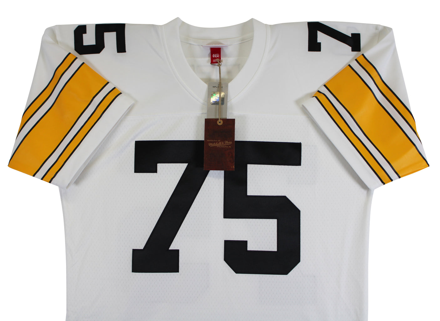 Steelers Joe Greene "Career Stat" Signed White M&N TB Jersey BAS Wit #3W142112