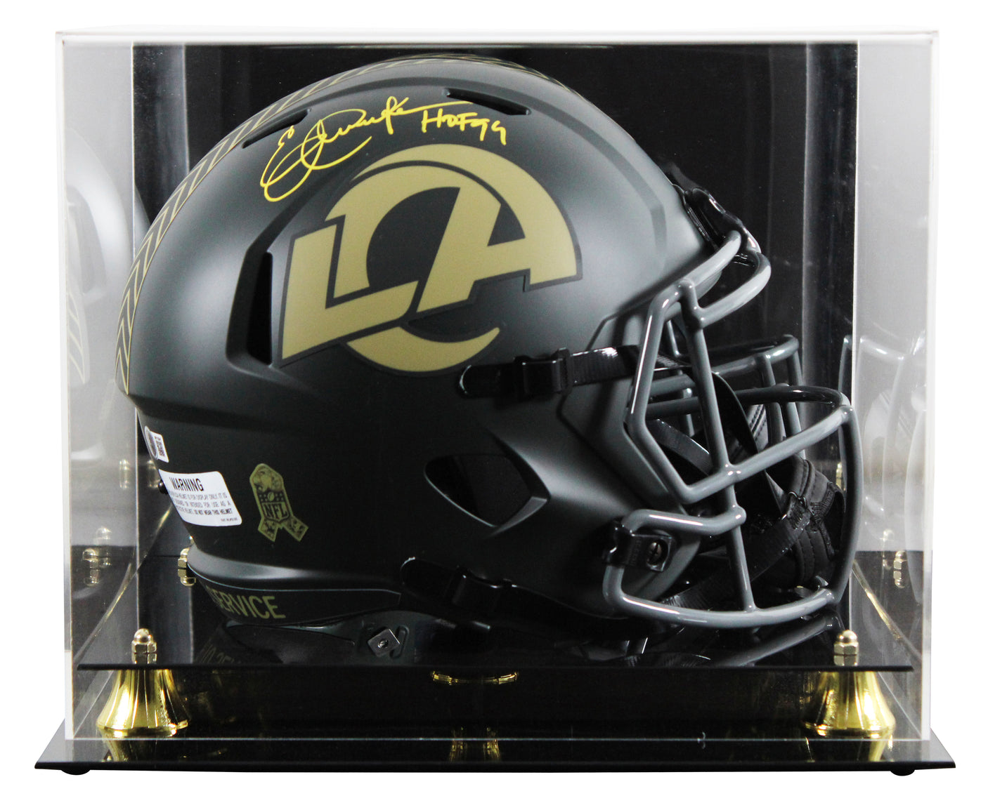 Rams Eric Dickerson "HOF 99" Signed STS IV F/S Speed Rep Helmet W/ Case BAS Wit