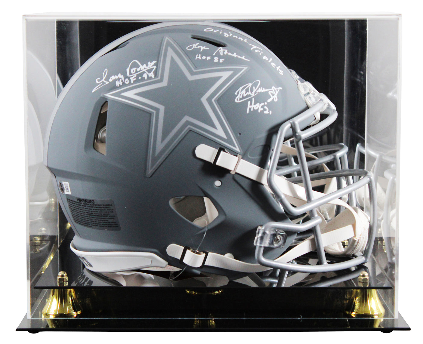 Staubach, Dorsett & Pearson Signed Slate F/S Speed Proline Helmet W/ Case BAS W