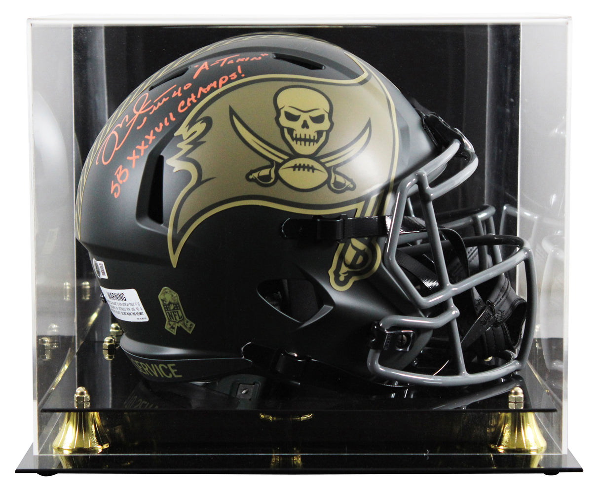 Buccaneers Mike Alstott "2x Insc" Signed STS IV F/S Speed Rep Helmet W/ Case BAS