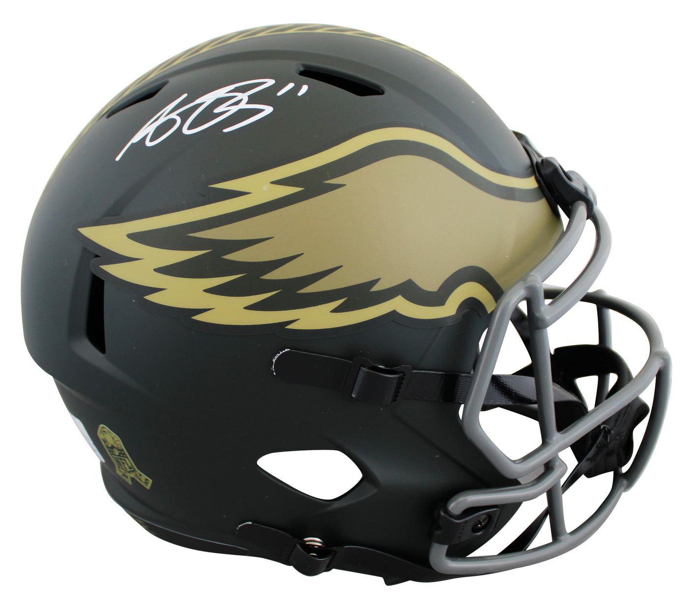 Eagles A.J. Brown Signed Salute to Service IV Full Size Speed Rep Helmet BAS Wit