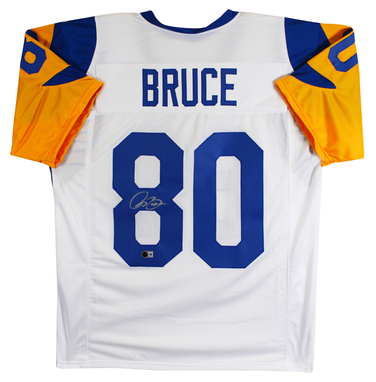 Isaac Bruce Authentic Signed White Pro Style Jersey Autographed BAS Witnessed