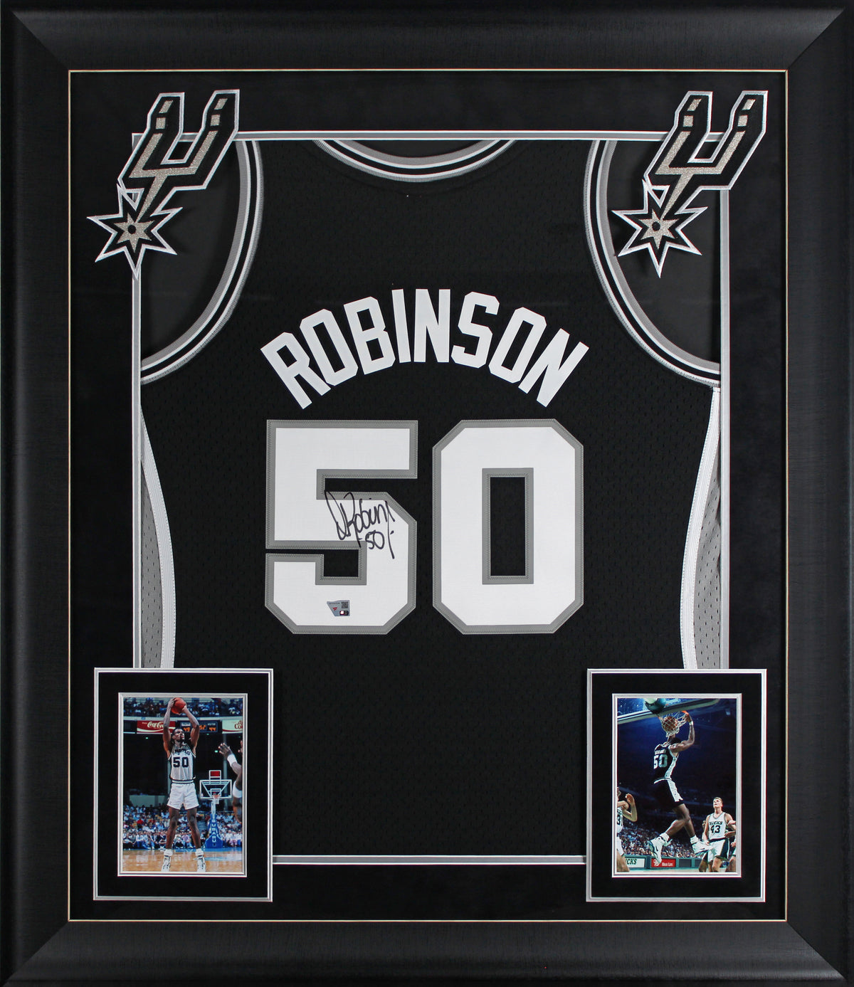 Spurs David Robinson Signed Black 98-99 M&N Swingman HWC Framed Jersey Fanatics