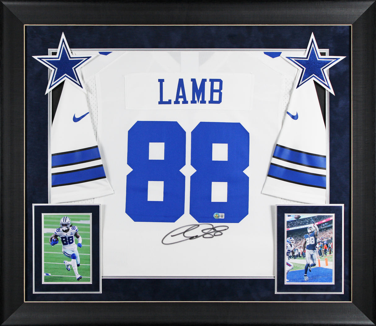 Cowboys CeeDee Lamb Authentic Signed White Nike Game Framed Jersey BAS #BW73403