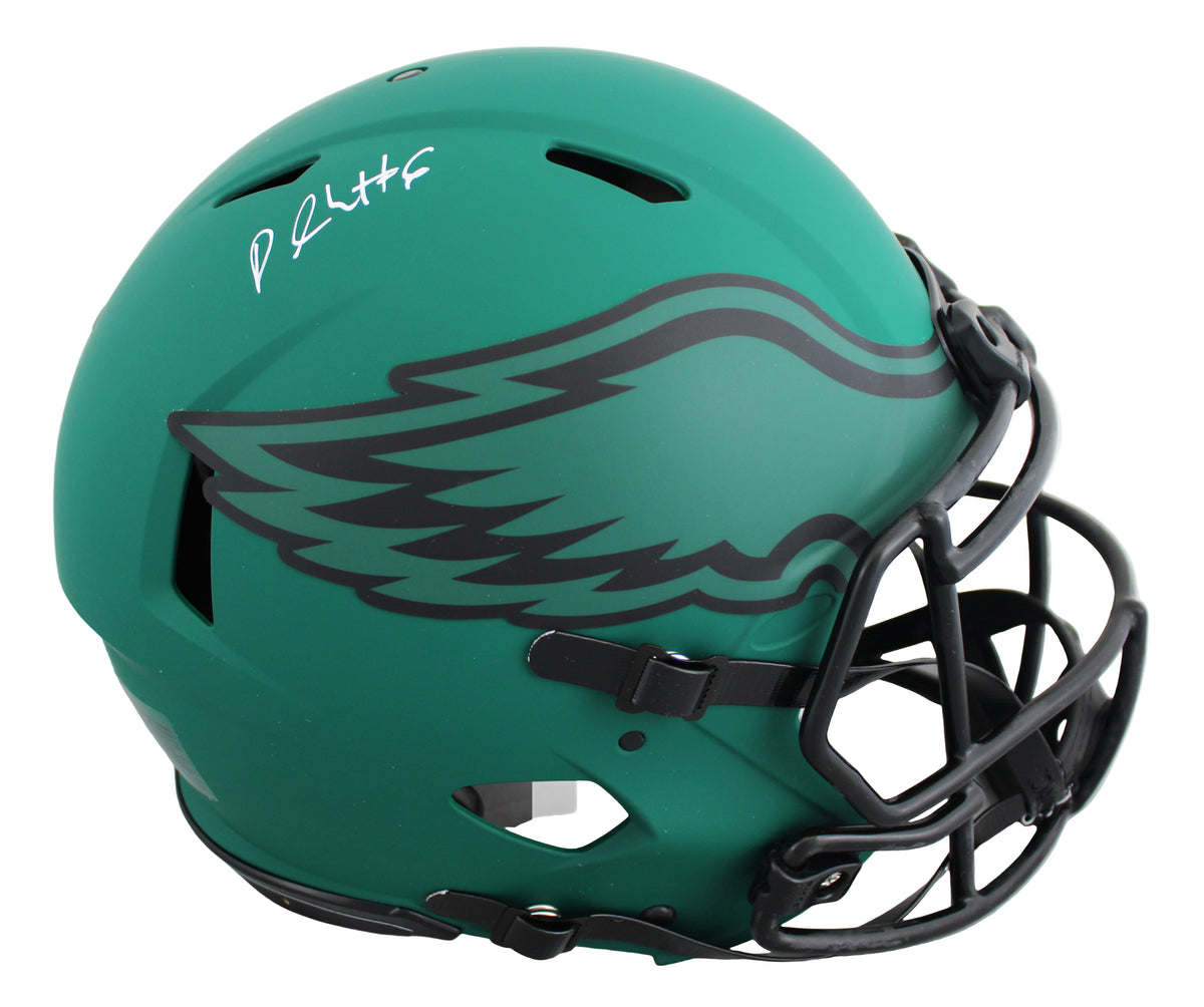 Eagles DeVonta Smith Signed Rave Full Size Speed Proline Helmet W/ Case BAS Wit