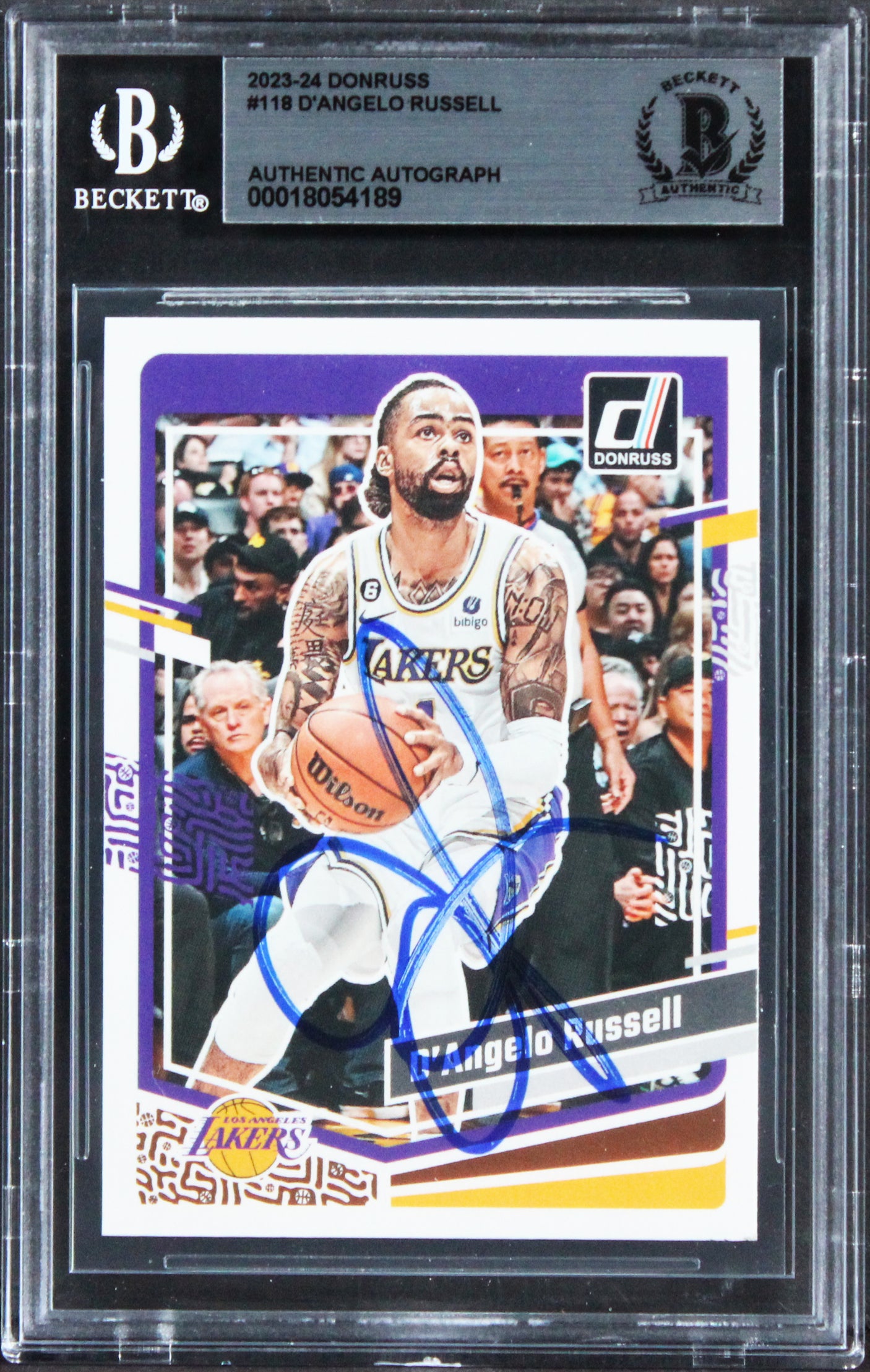 Lakers D'Angelo Russell Authentic Signed 2023 Donruss #118 Card BAS Slabbed