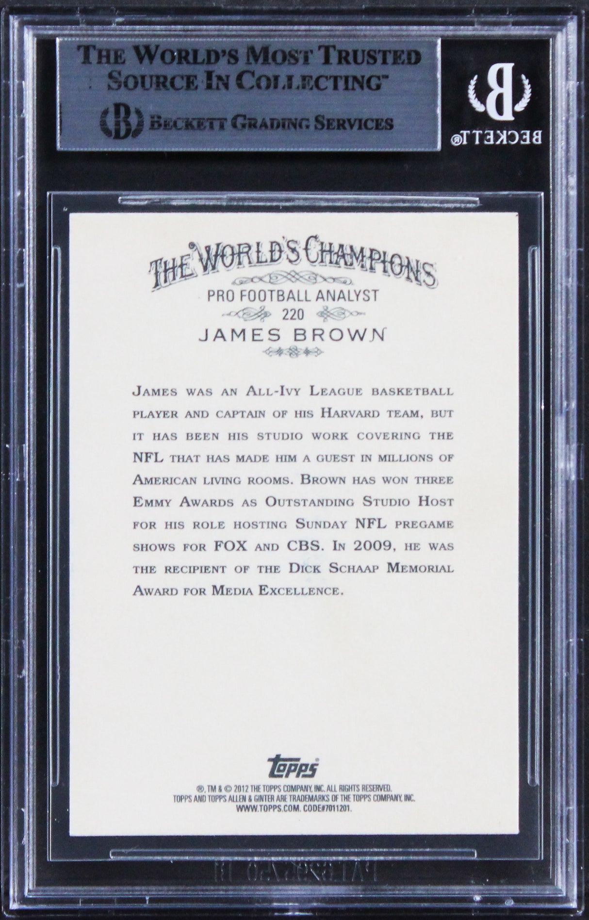 Browns James Brown Signed 2012 Topps Allen & Ginter #220 Card BAS Slabbed