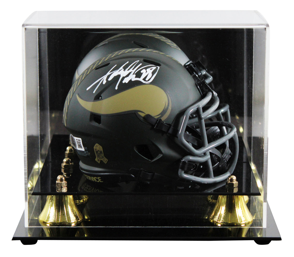 Vikings Adrian Peterson Signed STS IV Speed Mini Helmet w/ Case BAS Witnessed