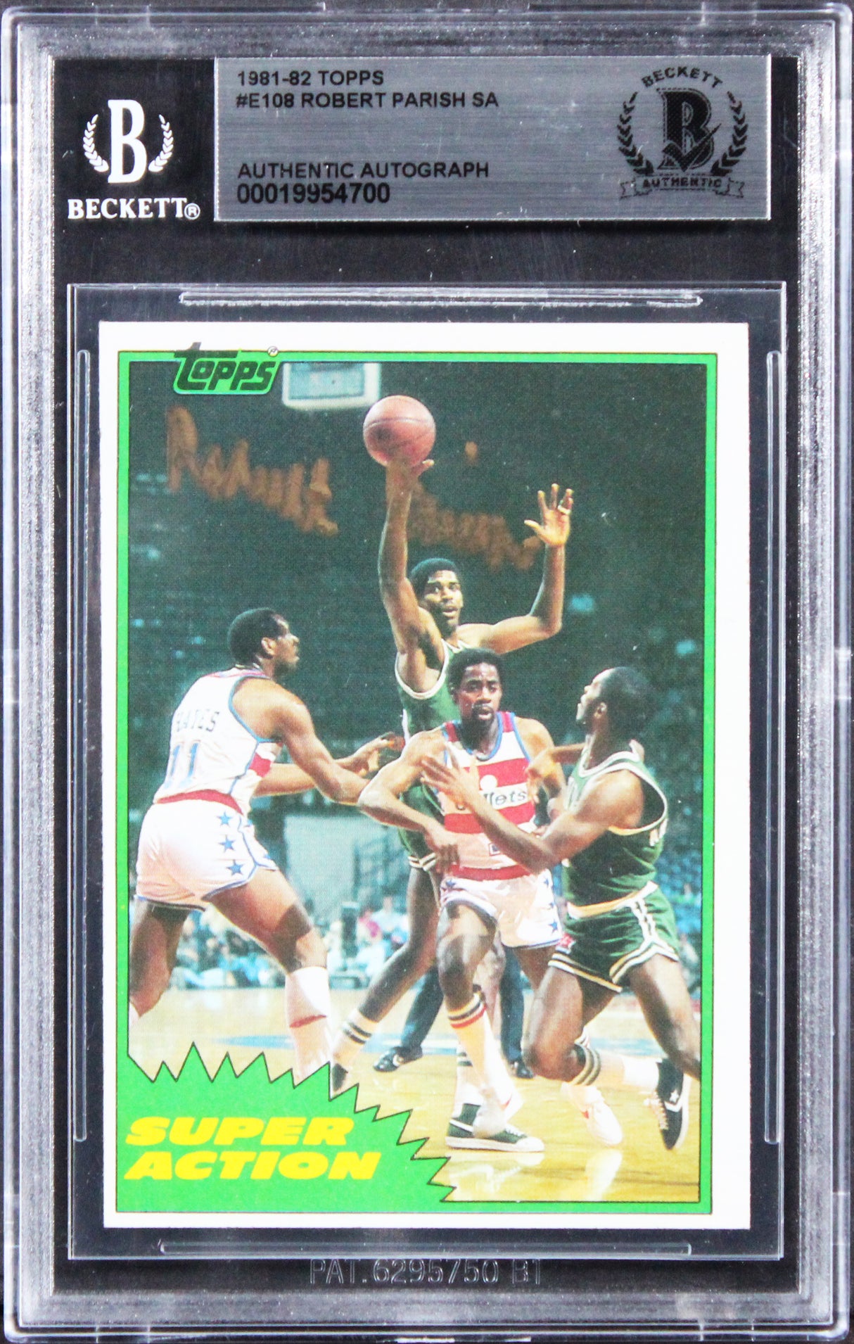 Celtics Robert Parish Authentic 1981 Topps #E108 Card Autographed BAS Slabbed