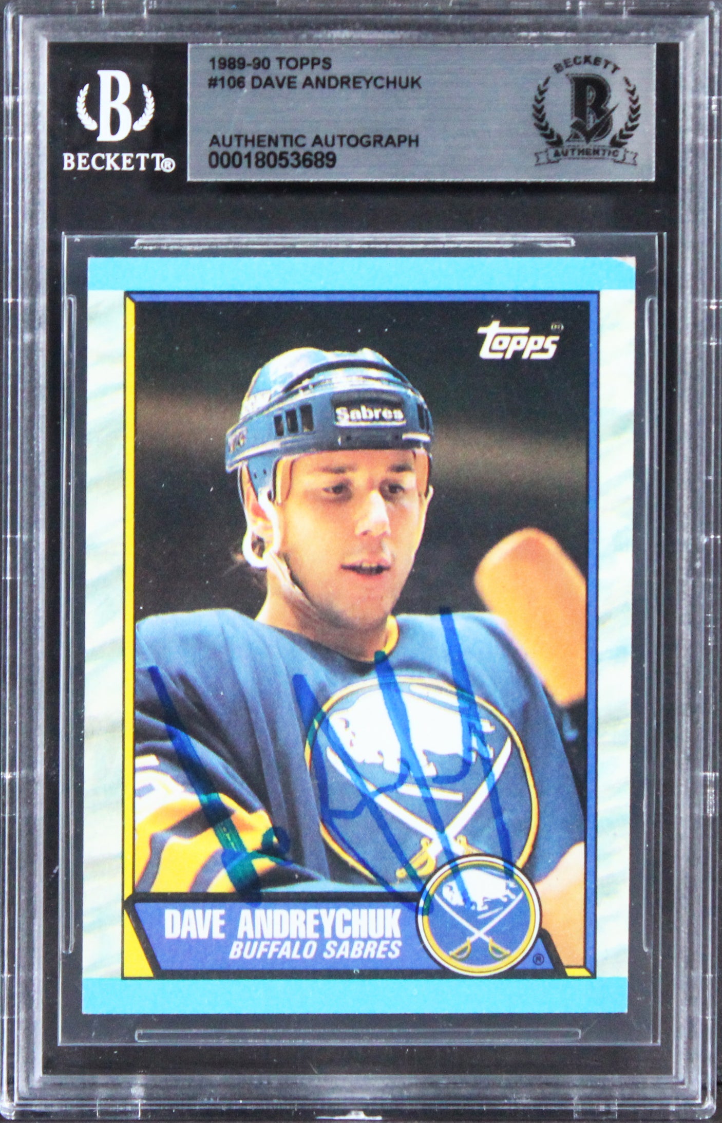 Sabres Dave Andreychuk Authentic Signed 1989 Topps #106 Card BAS Slabbed