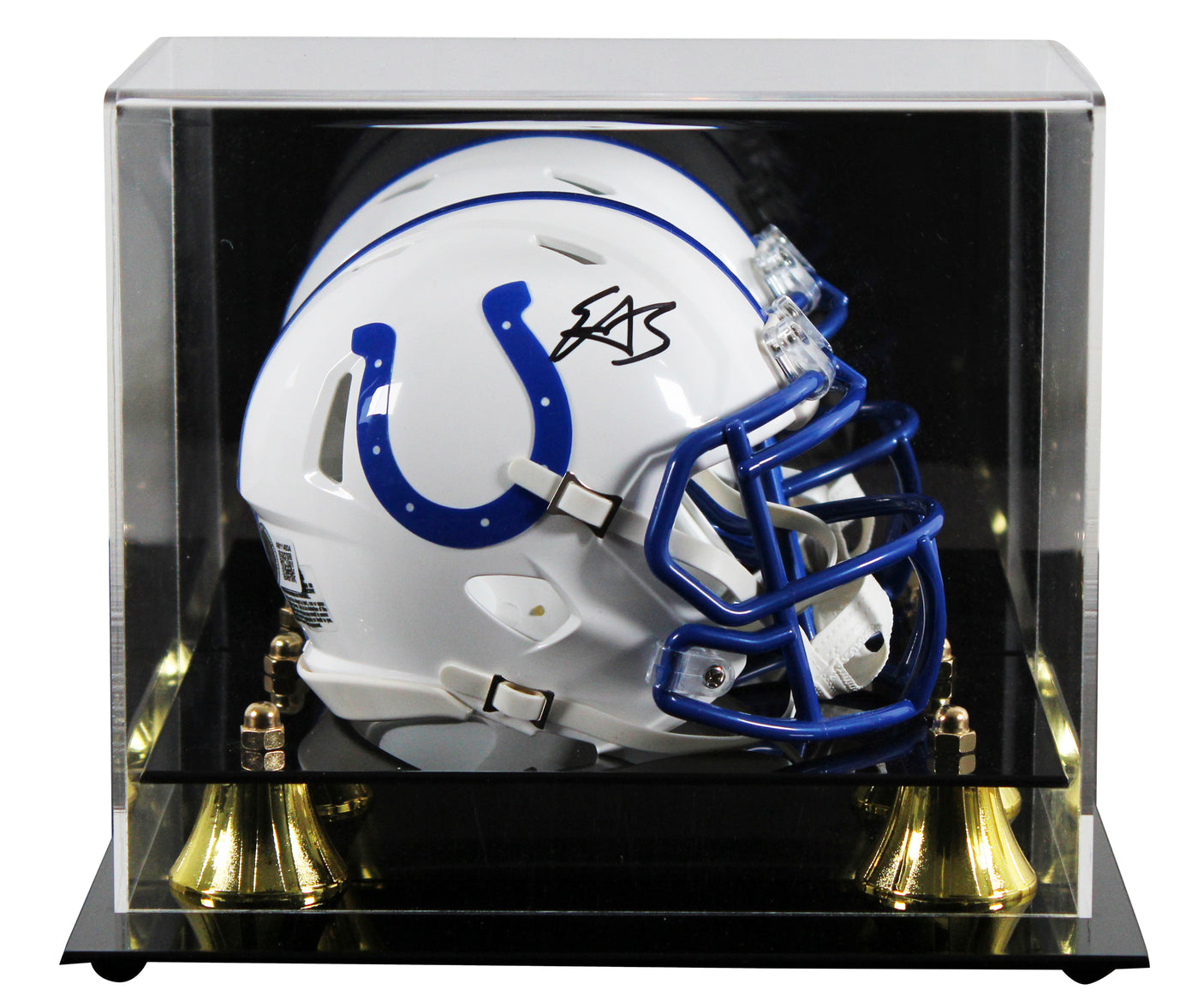 Colts Edgerrin James Signed 1995-03 TB Speed Mini Helmet W/ Case BAS Witnessed