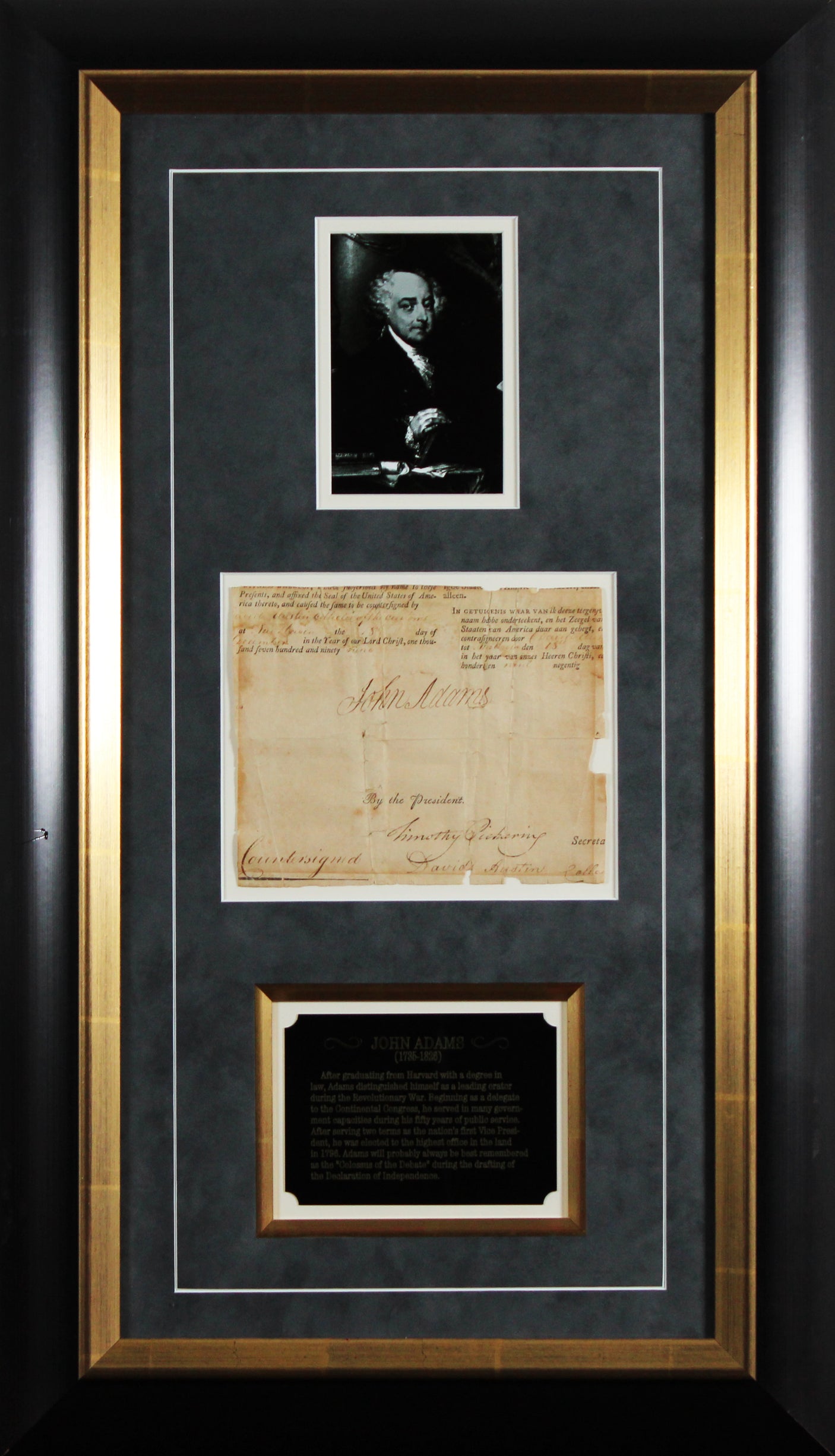 John Adams Signed & Framed 5x7 Cut Signature Dated June 1799 BAS #AE64005