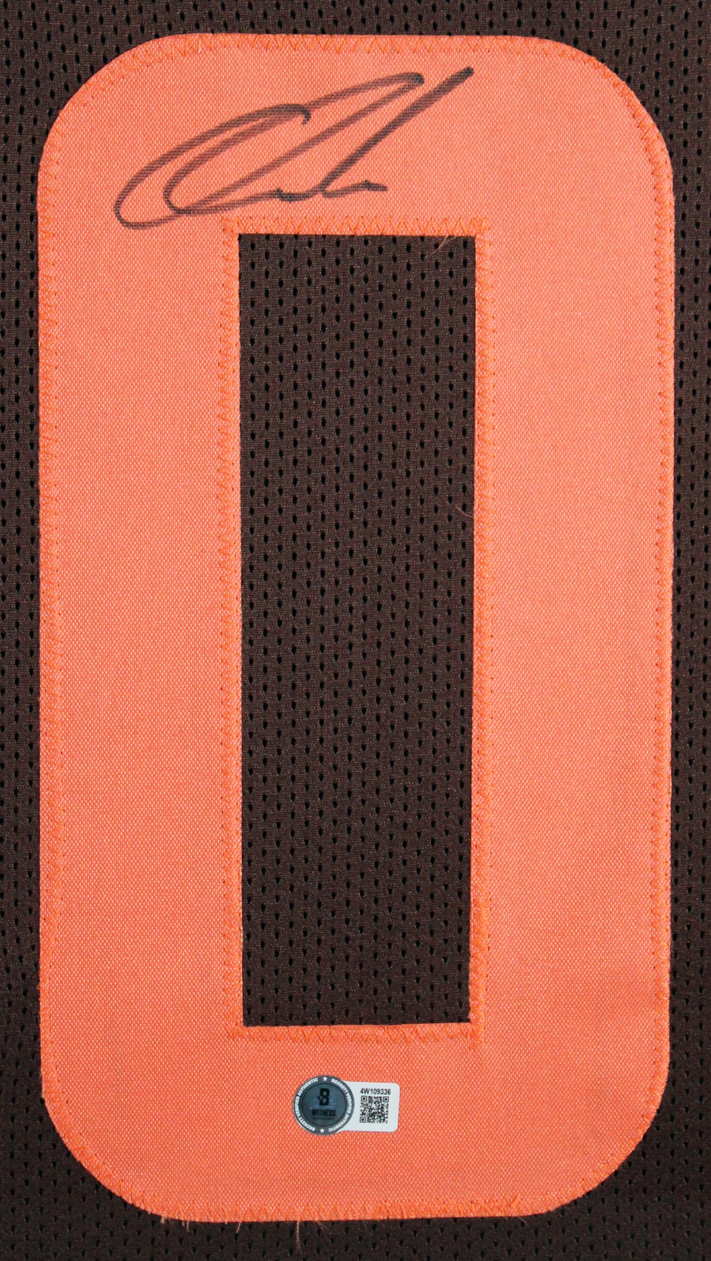 Quinshon Judkins Signed Brown Color Rush Pro Style Framed Jersey BAS Witnessed