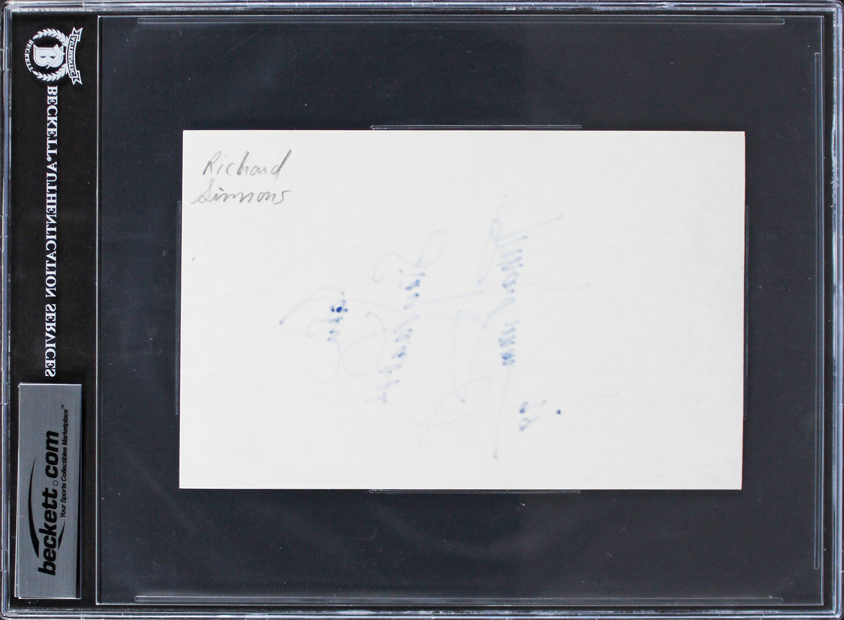 Richard Simmons Sweatin' to the Oldies Signed 5x8 Index Card BAS Slabbed