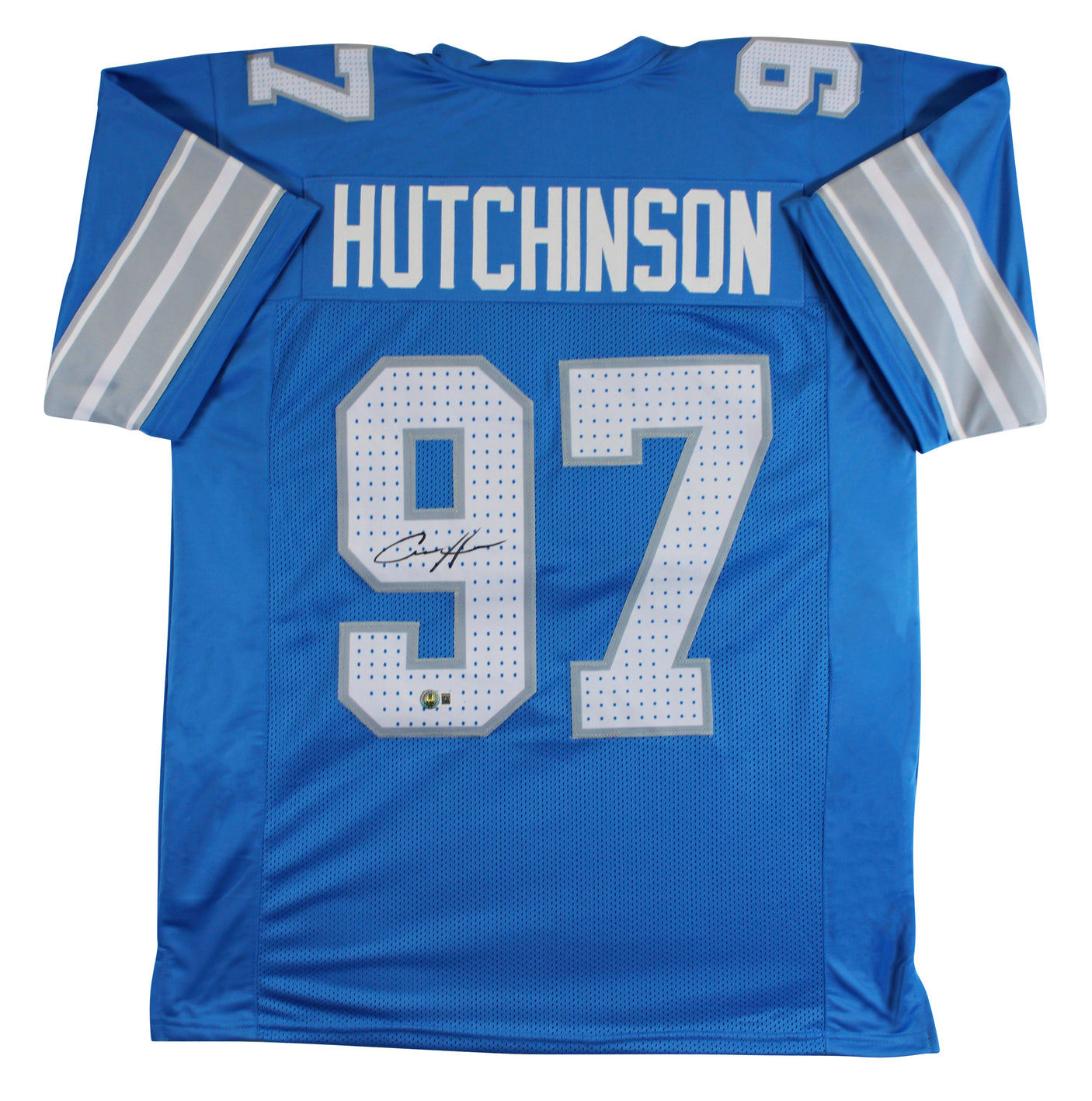 Aidan Hutchinson Authentic Signed Blue Pro Style Jersey BAS Witnessed 3