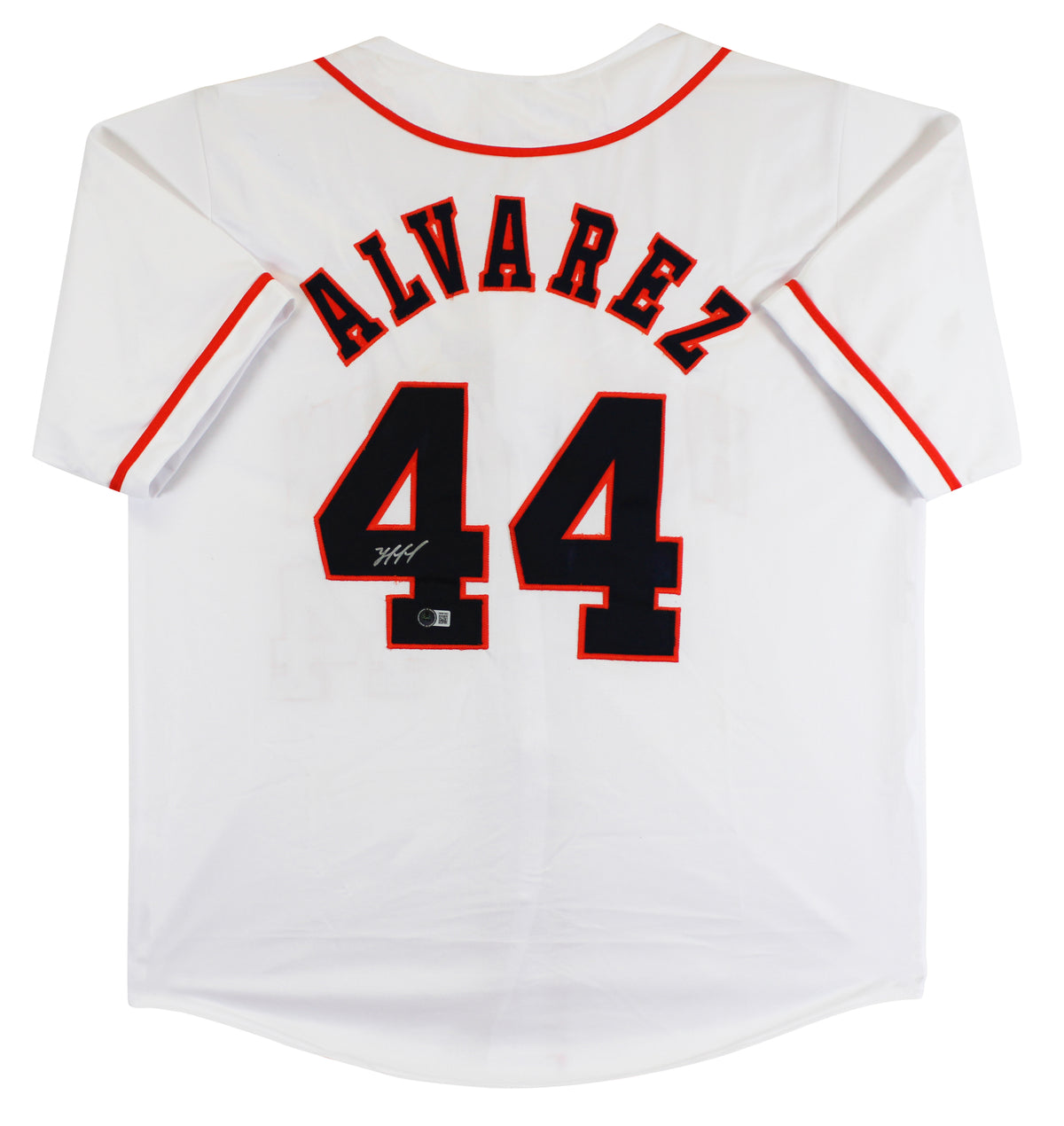 Yordan Alvarez Authentic Signed White Pro Style Jersey Autographed BAS Witnessed