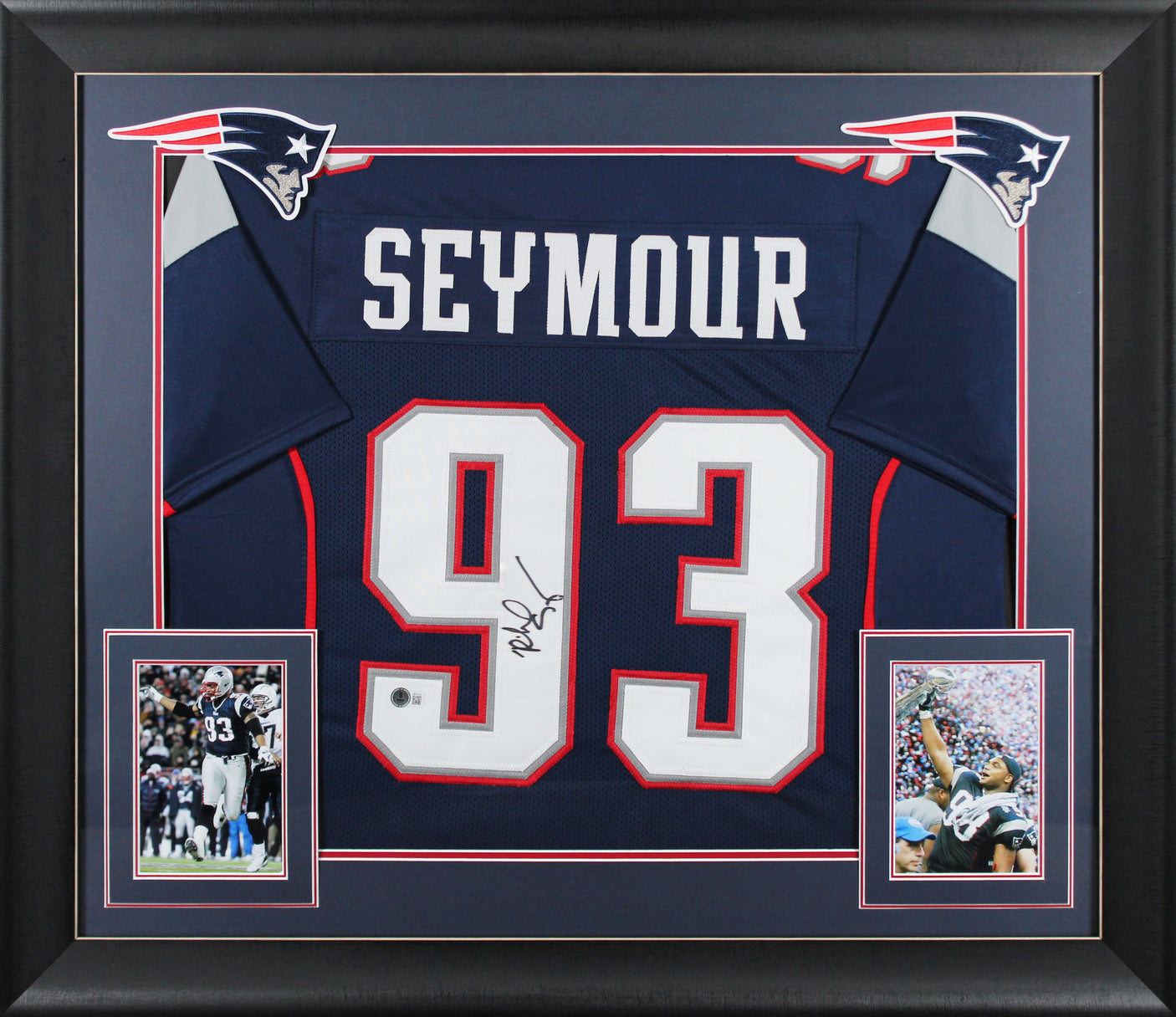 Richard Seymour Authentic Signed Navy Pro Style Framed Jersey BAS Witnessed 2