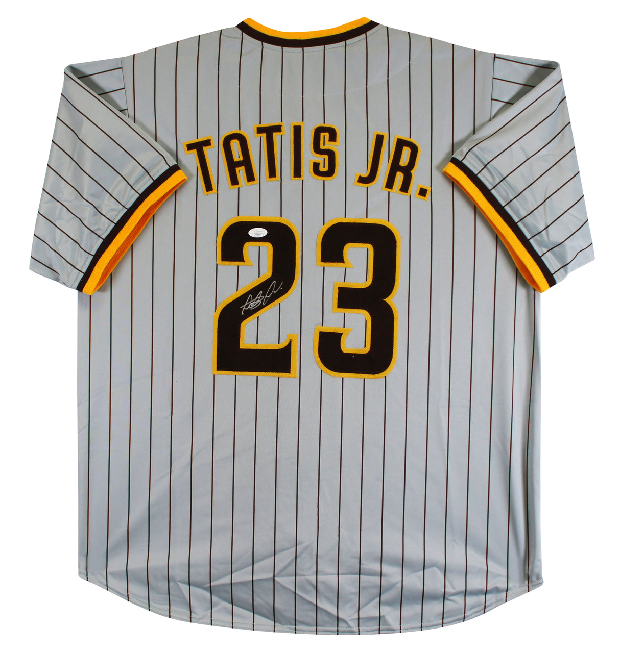 Fernando Tatis Jr. Authentic Signed Grey Pinstripe Pro Style Jersey JSA