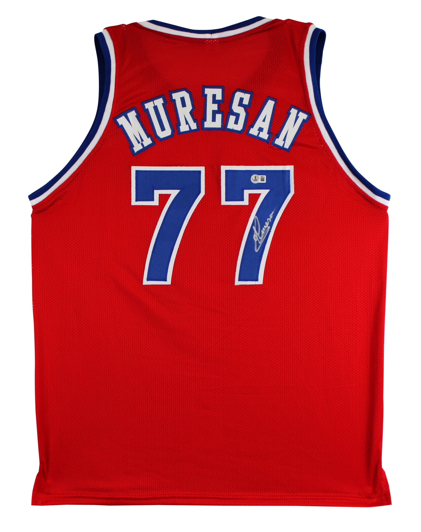 Gheorghe Muresan Authentic Signed Red Pro Style Jersey Autographed BAS Witnessed
