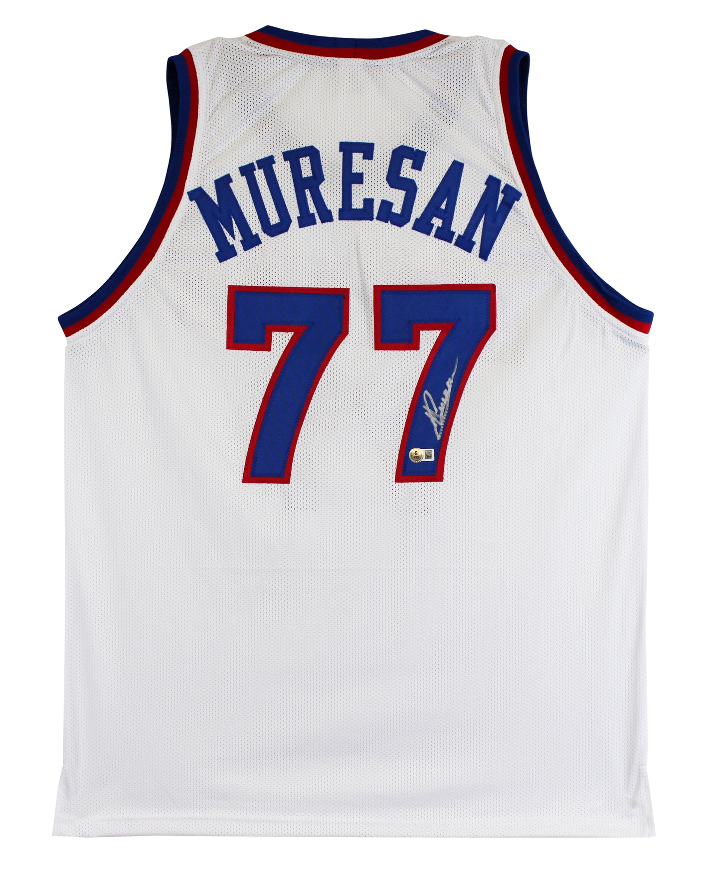 Gheorghe Muresan Authentic Signed White Pro Style Jersey BAS Witnessed