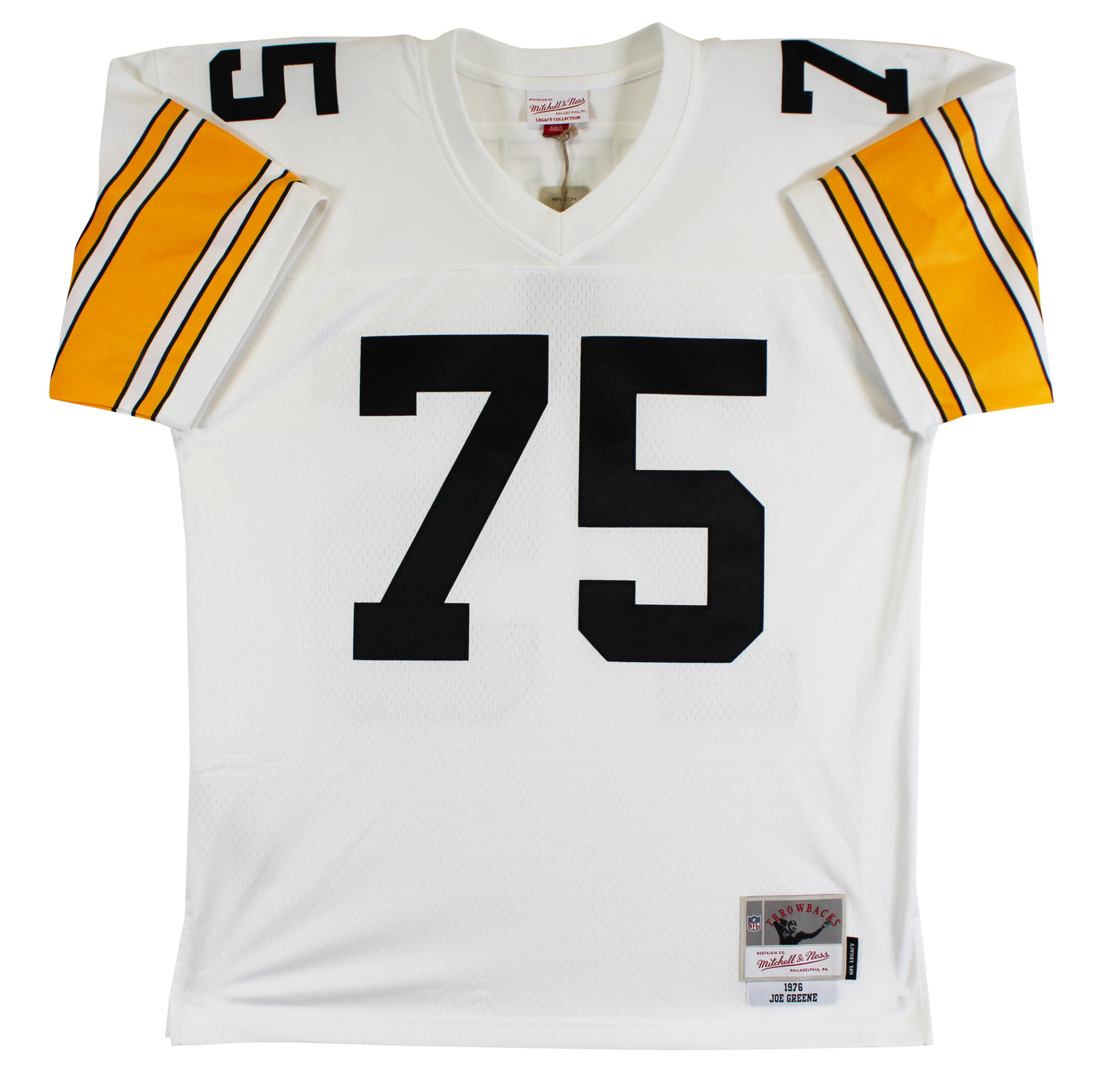 Steelers Joe Greene "Career Stat" Signed White M&N TB Jersey BAS Witnessed