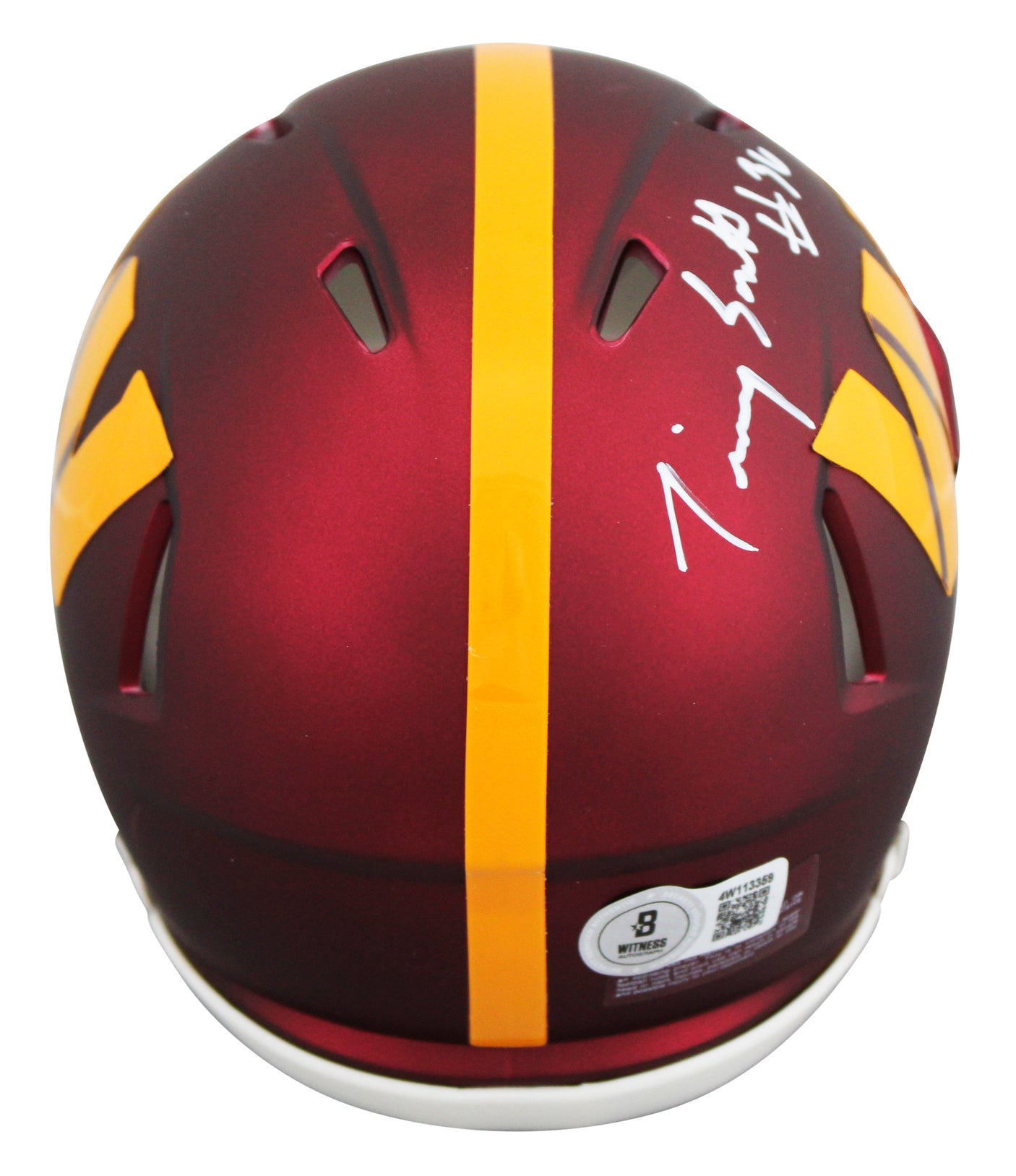 Commanders Timmy Smith "Record 204 Yards SB XXII" Signed Speed Mini Helmet BAS W