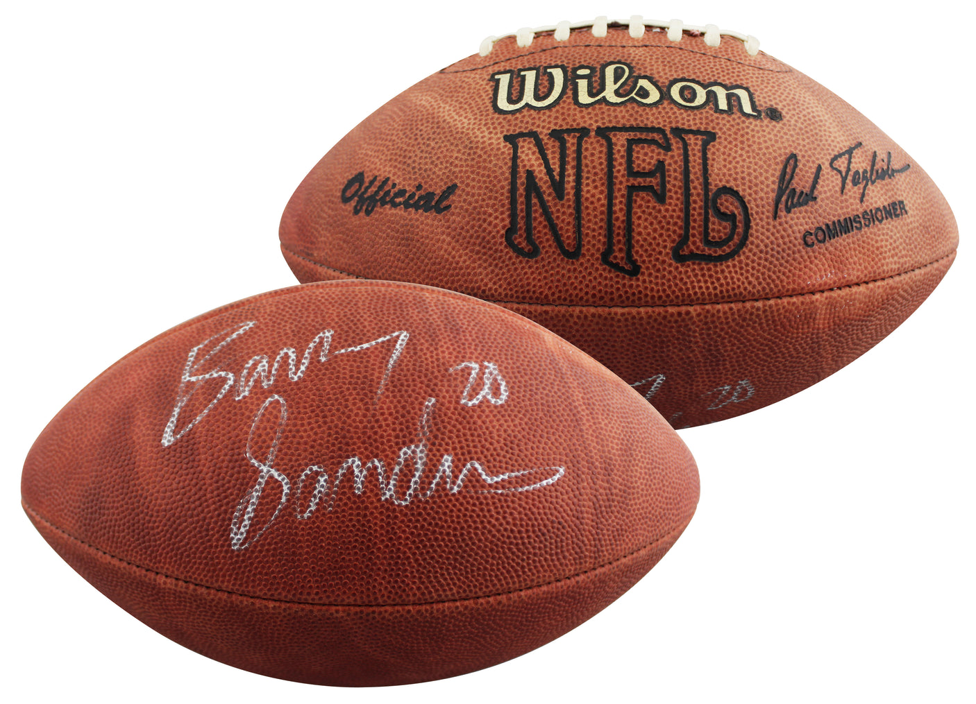 Lions Barry Sanders Authentic Signed Wilson Official Nfl Football BAS #BU55100
